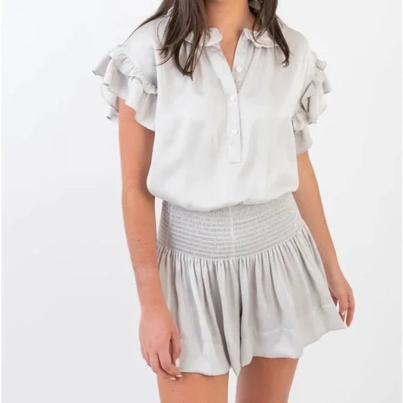 SILVER POLYSATIN ERICA SKIRT