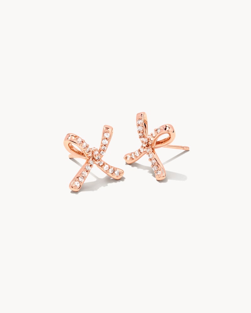 Sasha Bow Stud Earrings in Rose Gold
