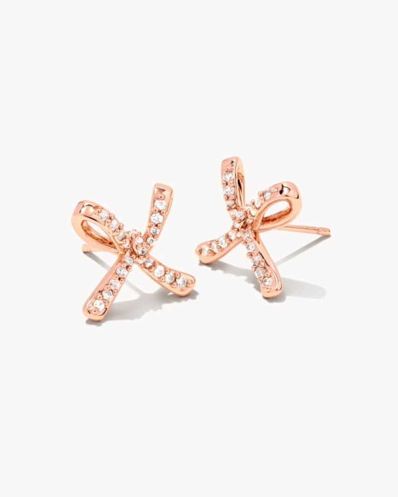 Sasha Bow Stud Earrings in Rose Gold