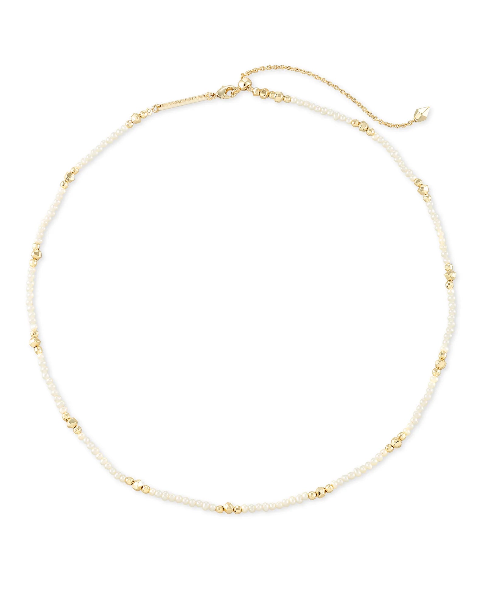 Scarlet Gold Collar Necklace in White Pearl