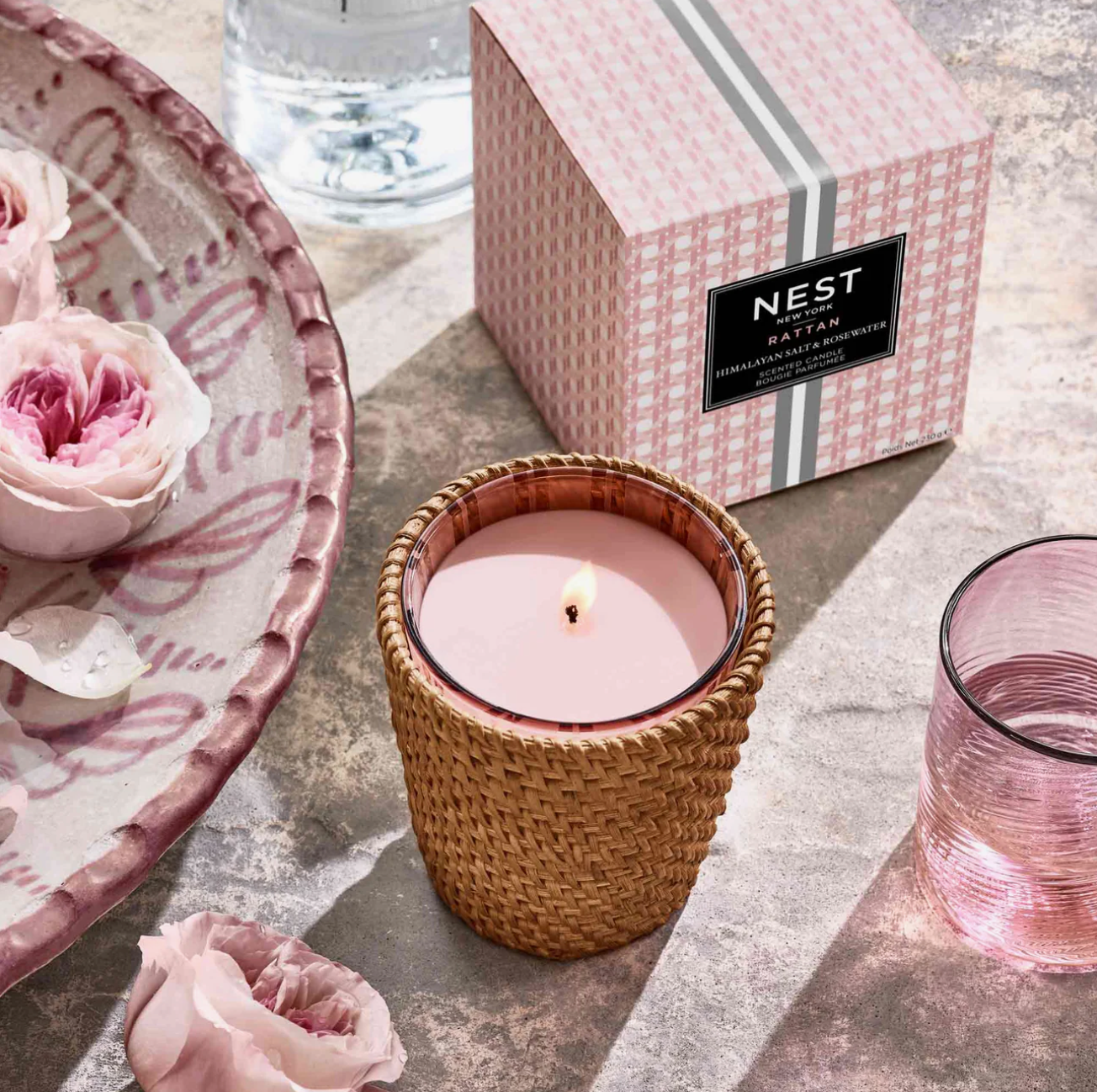 Rattan Himalayan Salt & Rosewater Classic Candle