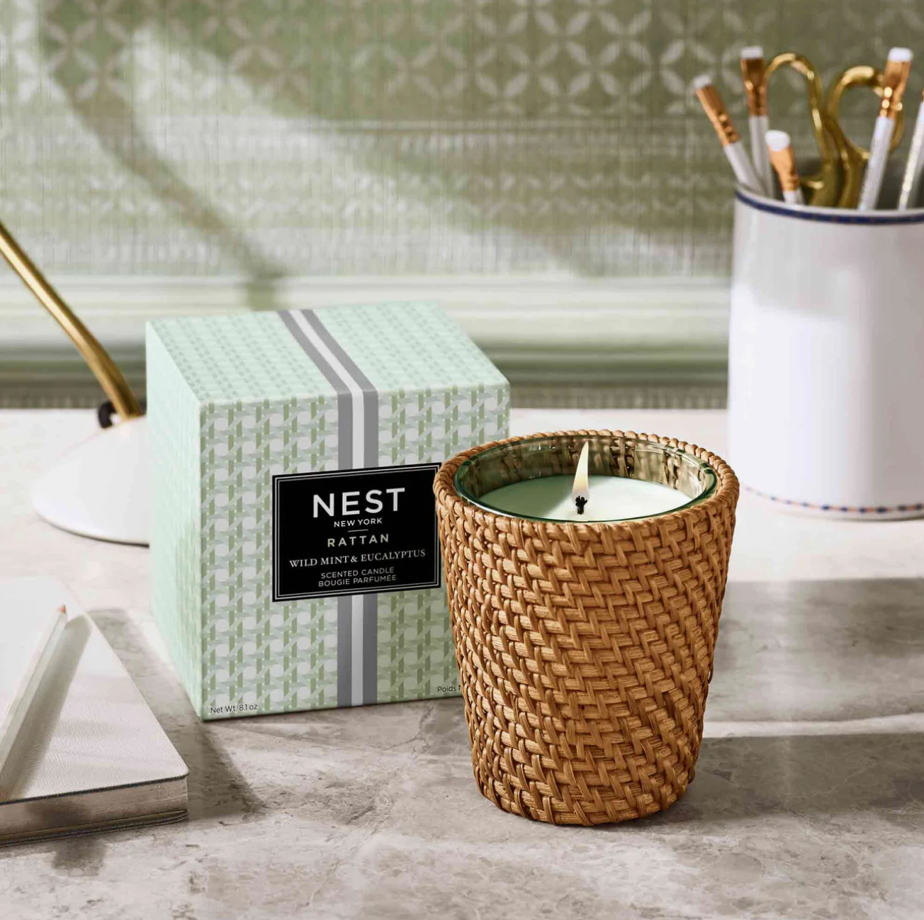 Rattan Wild Mint & Eucalyptus Classic Candle