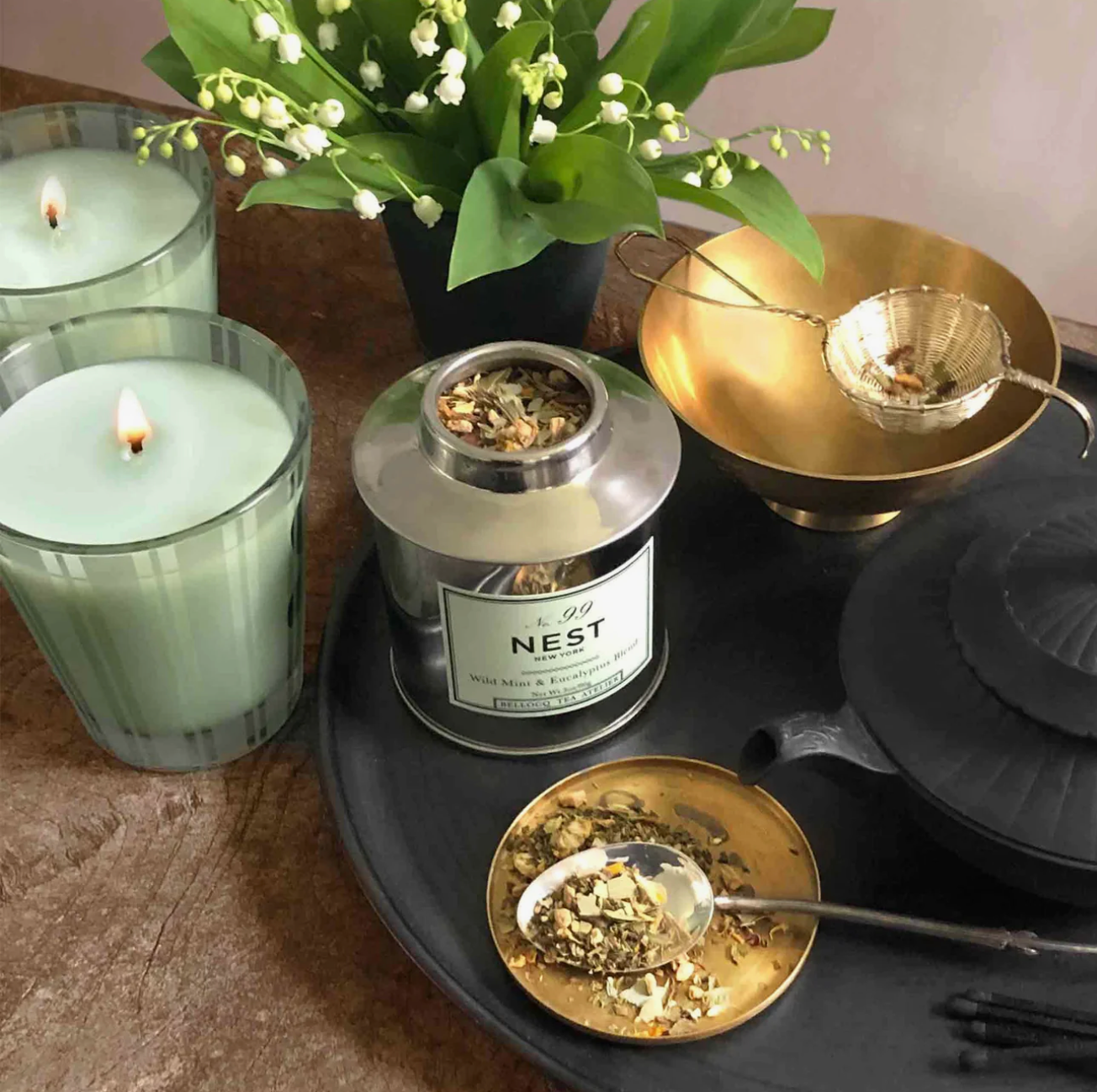 NEST x Bellocq Tea Wild Mint & Eucalyptus Tea and Candle Set