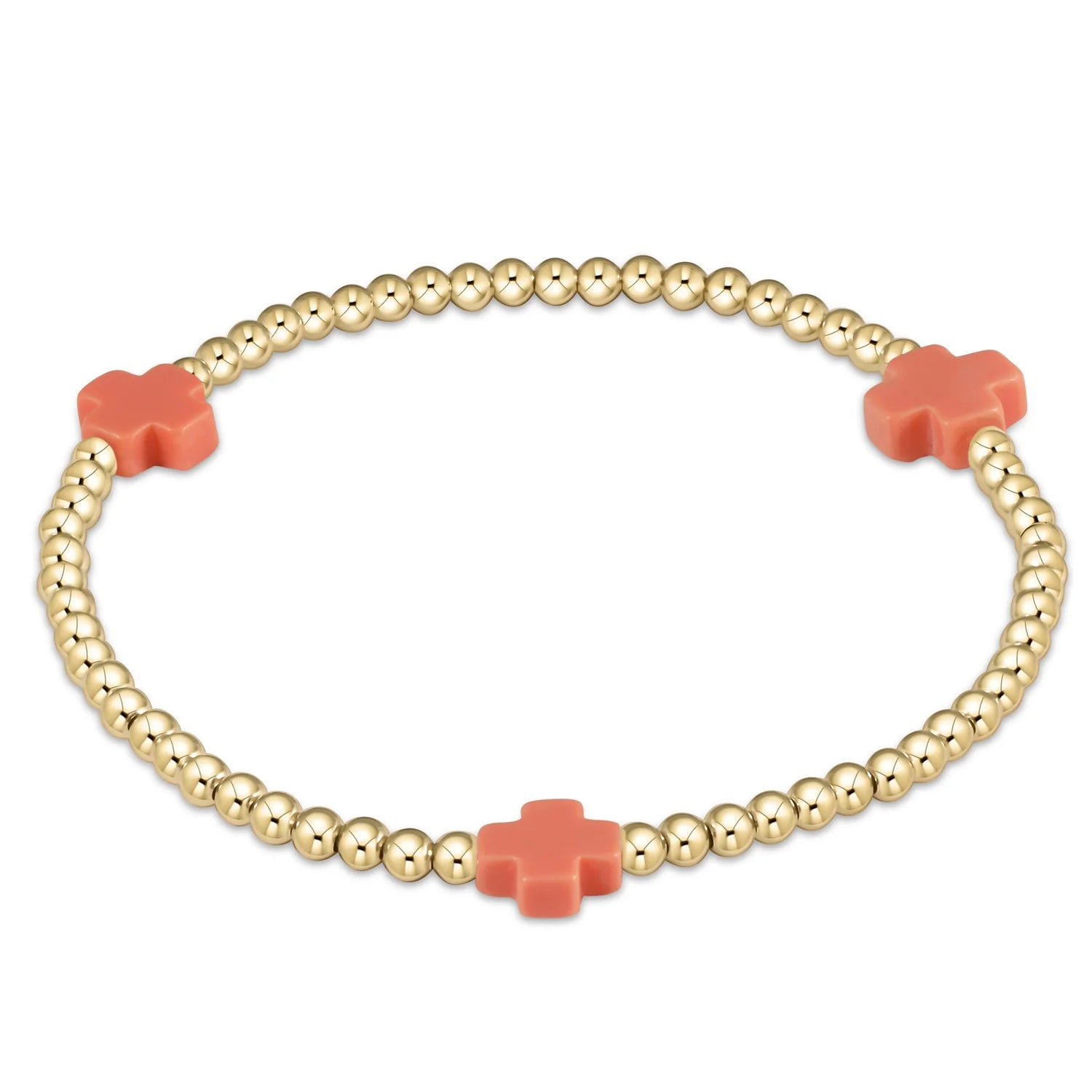 Signature Cross Gold Pattern Bracelet Coral 3mm
