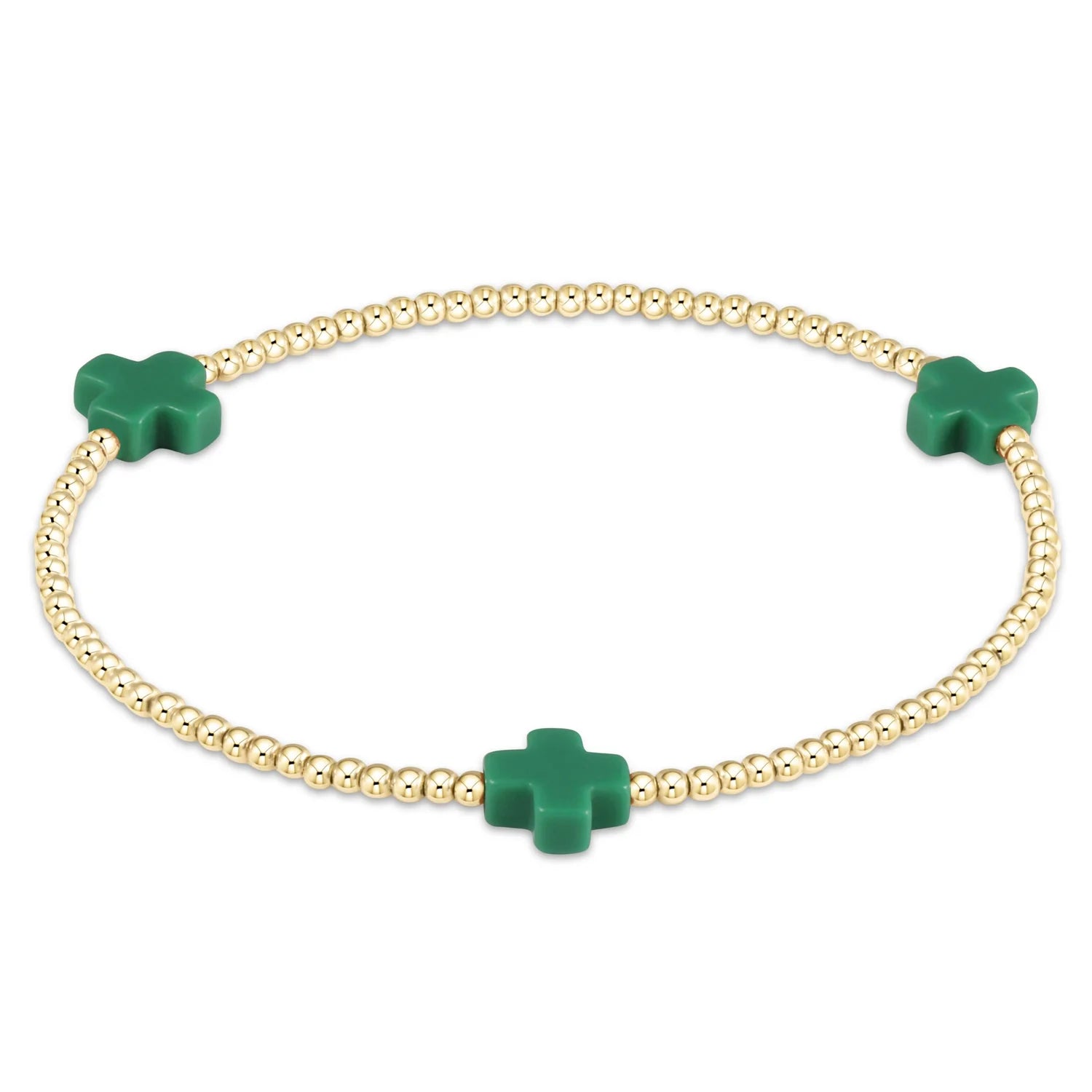 Signature Cross Gold Pattern Bracelet Emerald 2mm