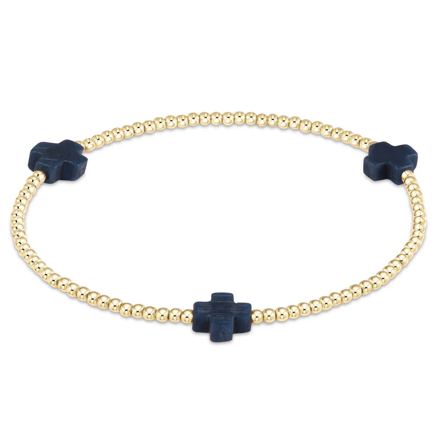 Signature Cross Gold Pattern Bracelet Navy 2mm