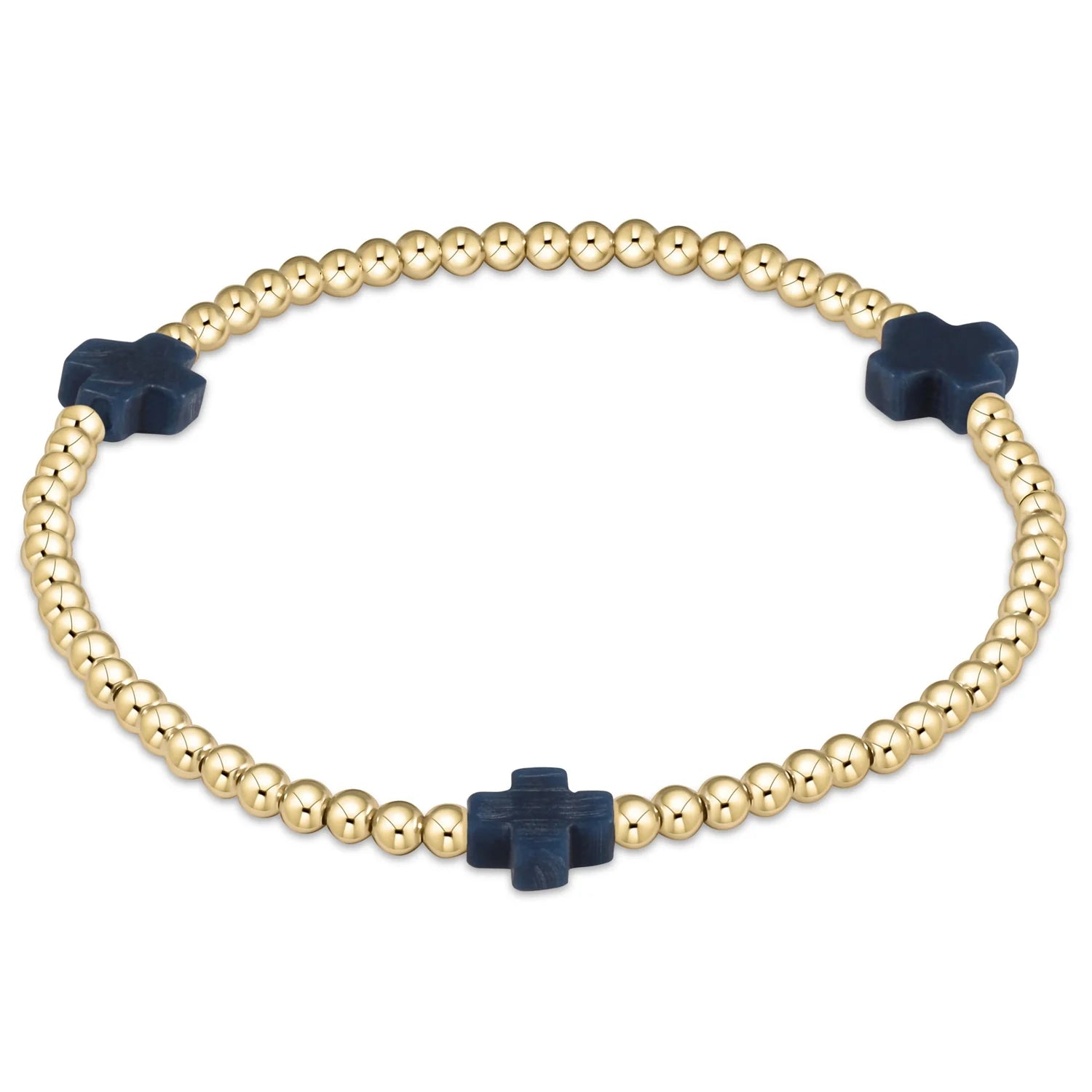Signature Cross Gold Pattern Bracelet Navy 3mm