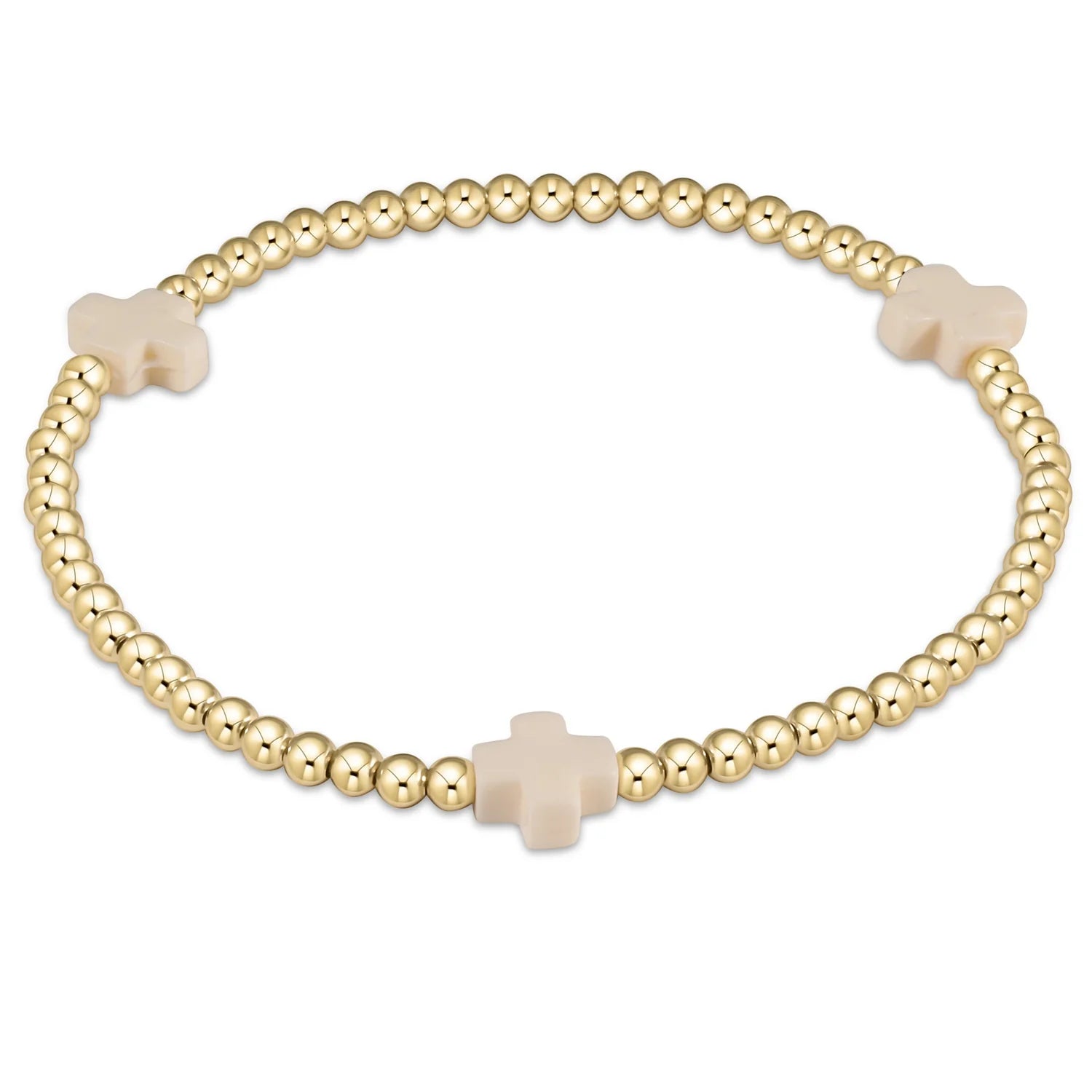 Signature Cross Gold Pattern Bracelet Off White 3mm