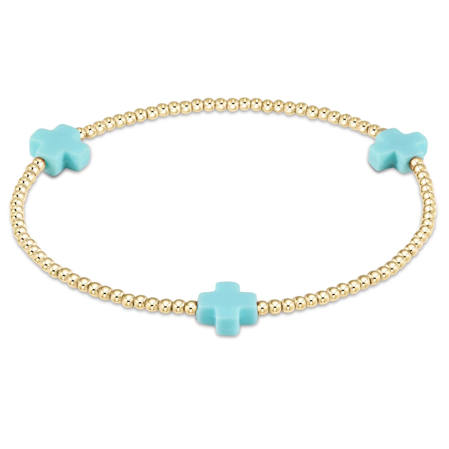 Signature Cross Gold Pattern Bracelet Turquoise 2mm
