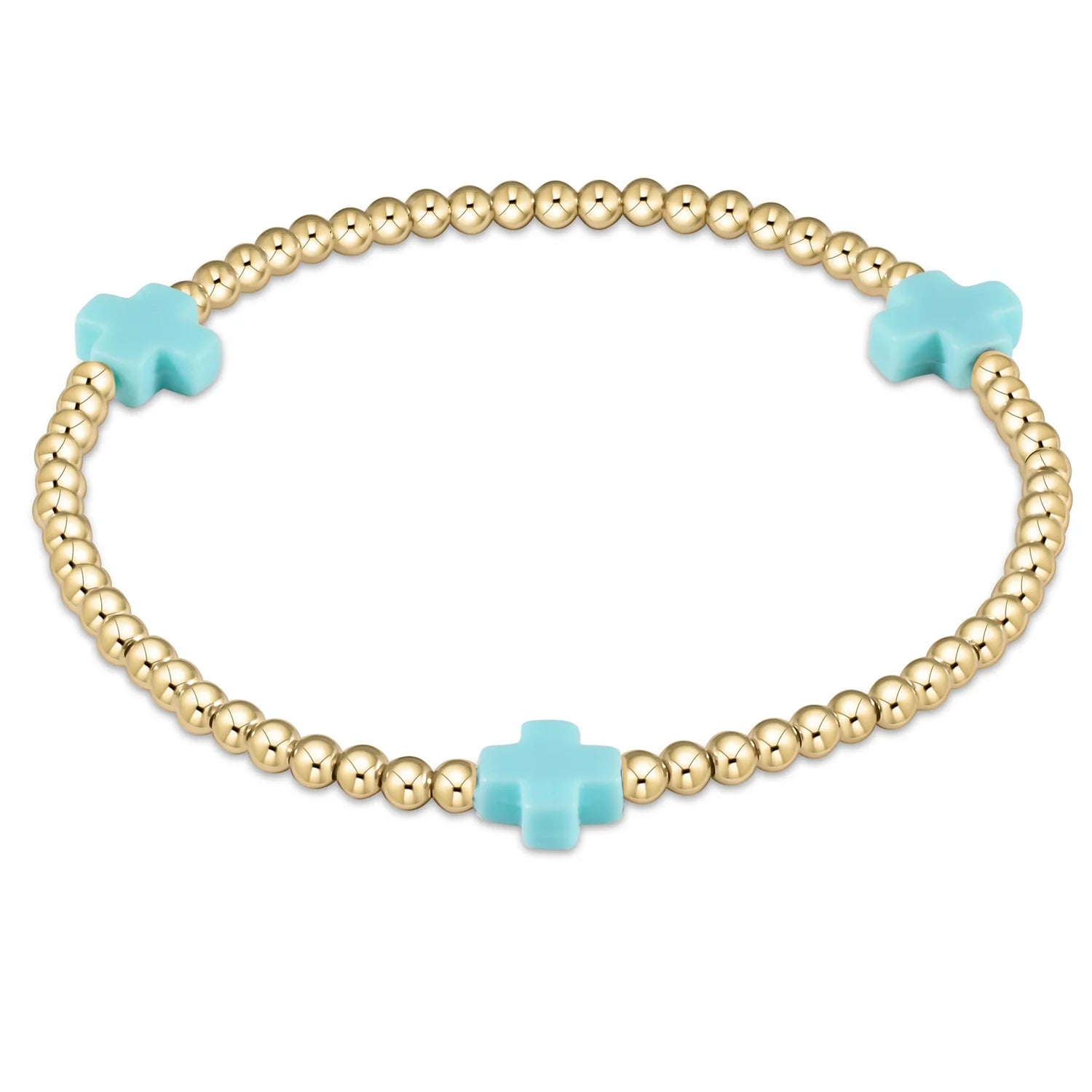 Signature Cross Gold Pattern Bracelet Turquoise 3mm