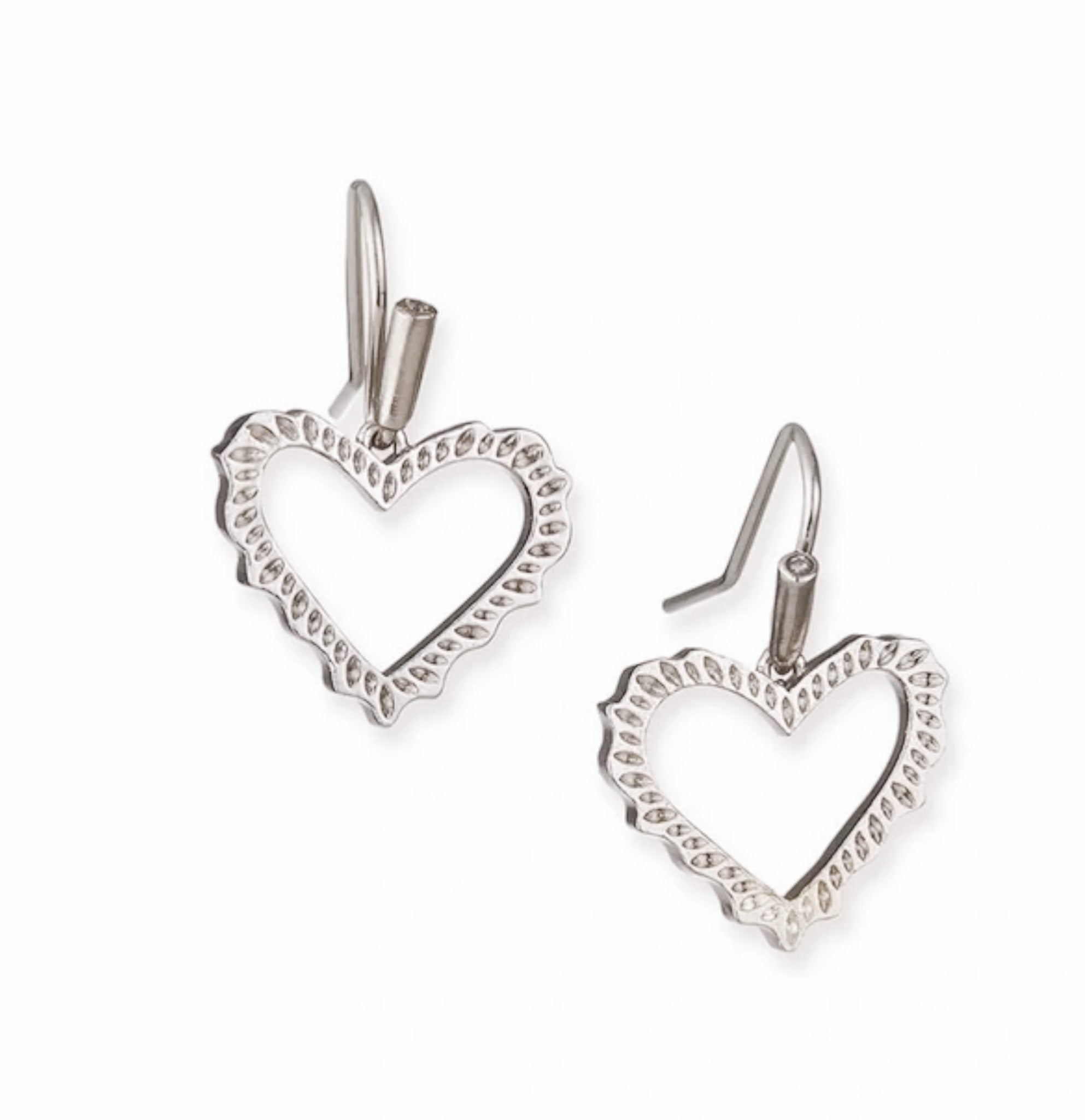 Sophee Heart Drop Earrings in Silver