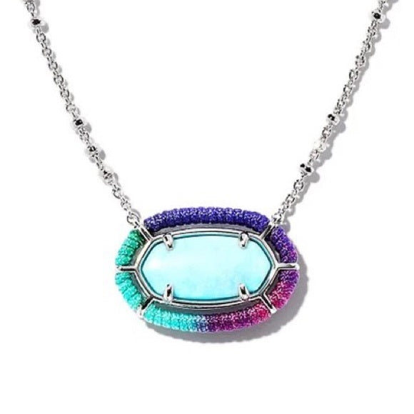 Threaded Elisa Silver Pendant Necklace in Turquoise