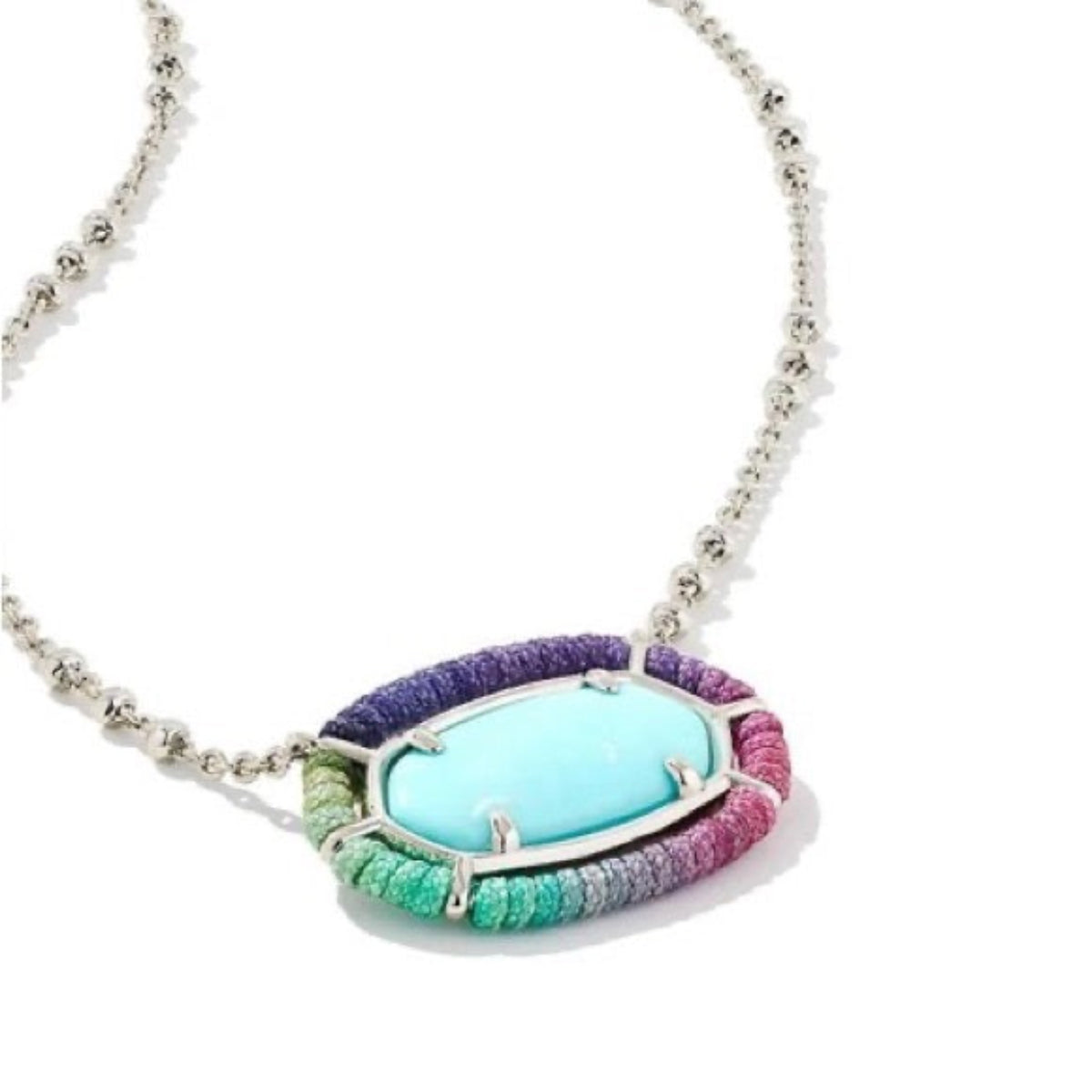 Threaded Elisa Silver Pendant Necklace in Turquoise