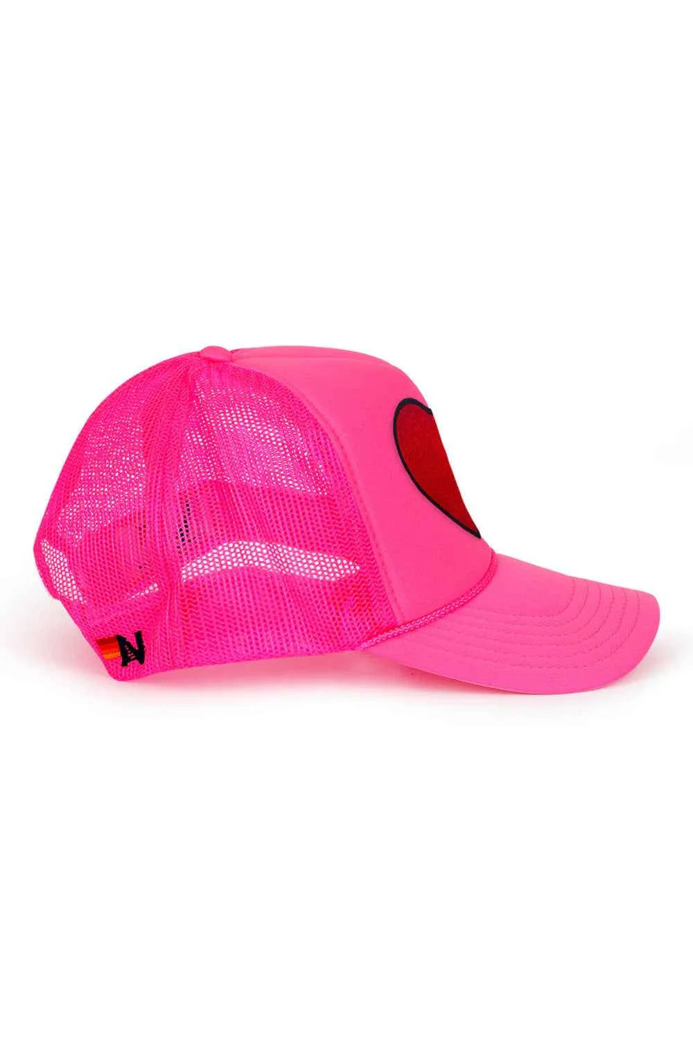Heart Vintage Low Rise Trucker Hat Neon Pink