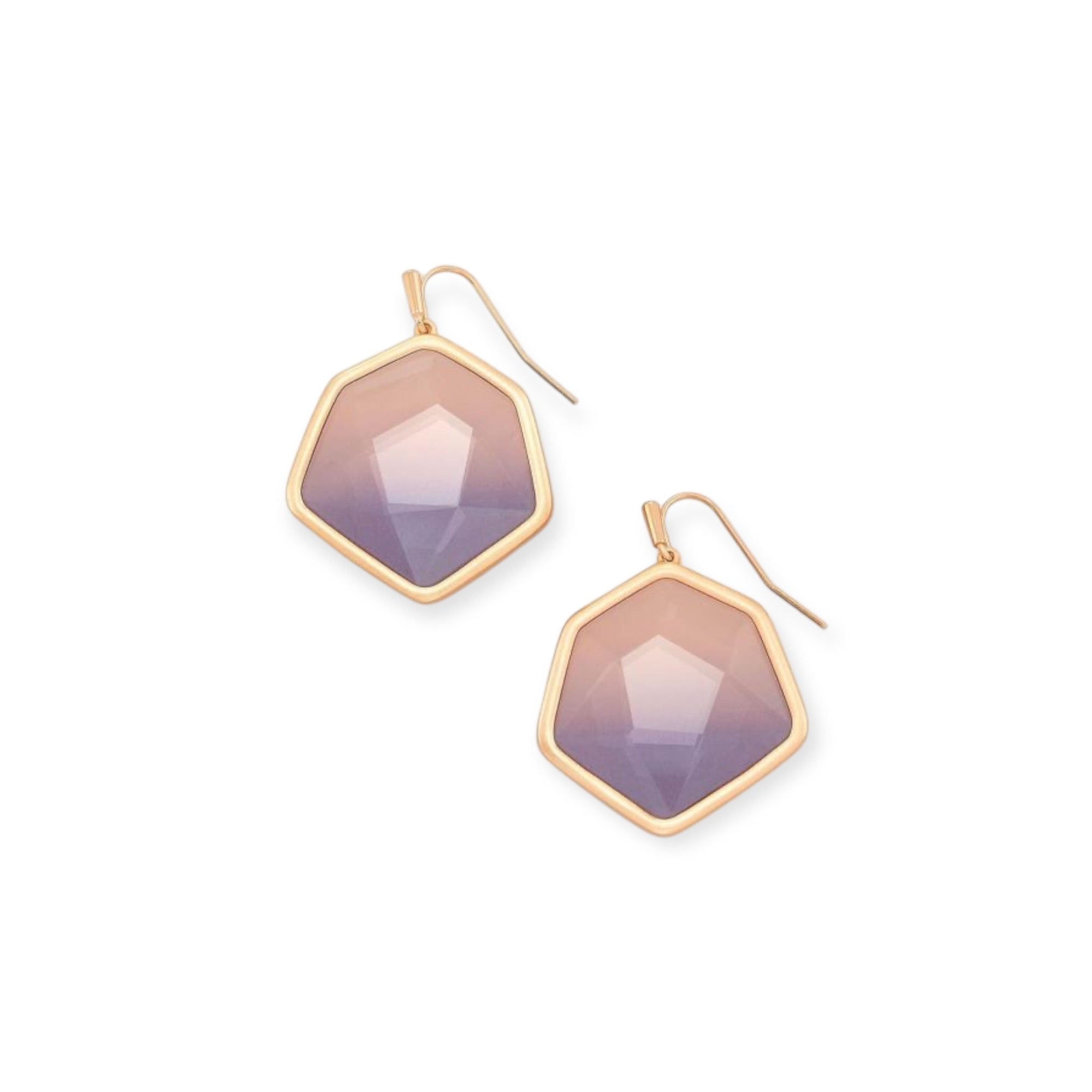 Vanessa Small Rose Gold Drop Purple Stone Earrings