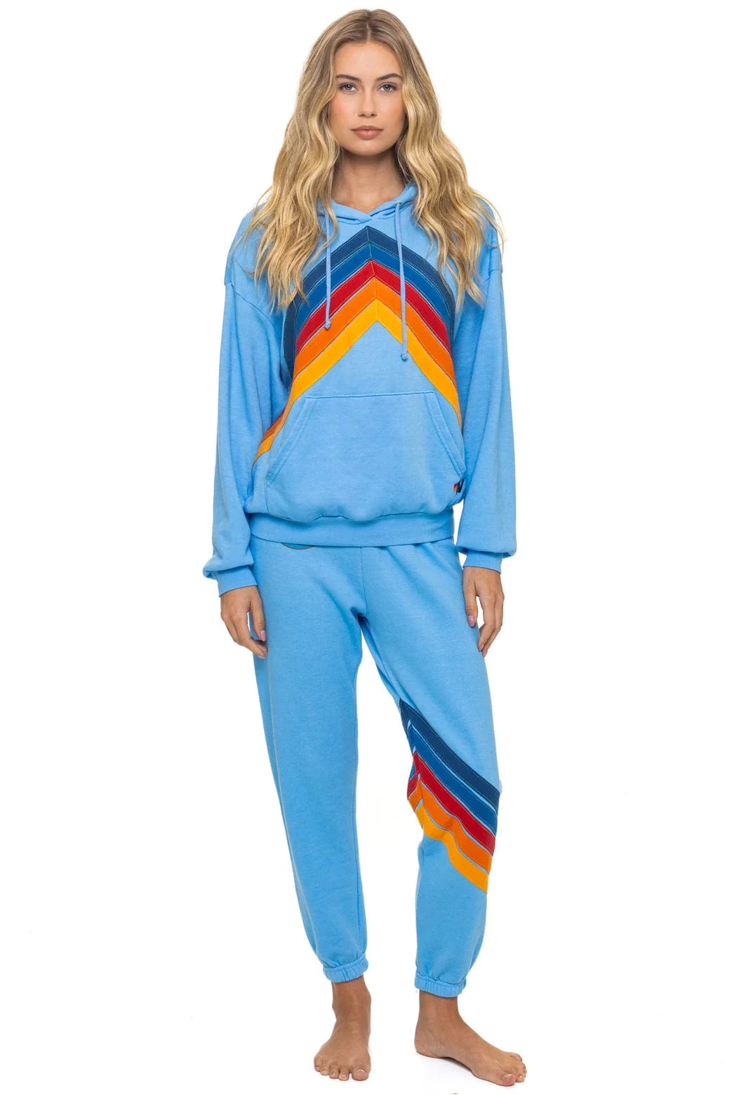 Mountain Stitch Chevron Pullover Hoodie- Sky