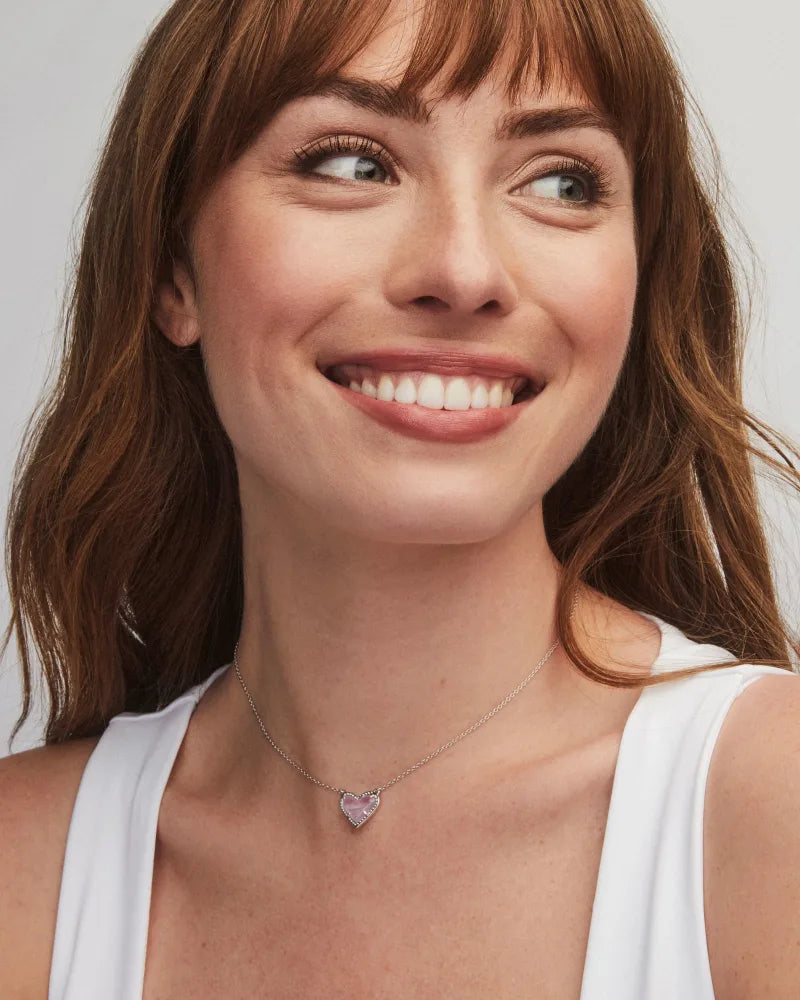 Ari Heart Silver Pendant Necklace in Amethyst