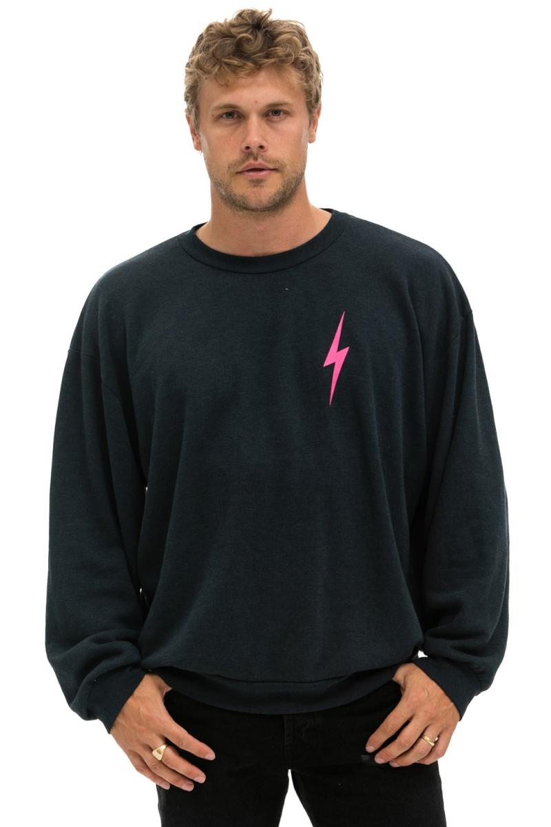 Bolt 2 Relaxed Crew Sweatshirt Charcoal Pink