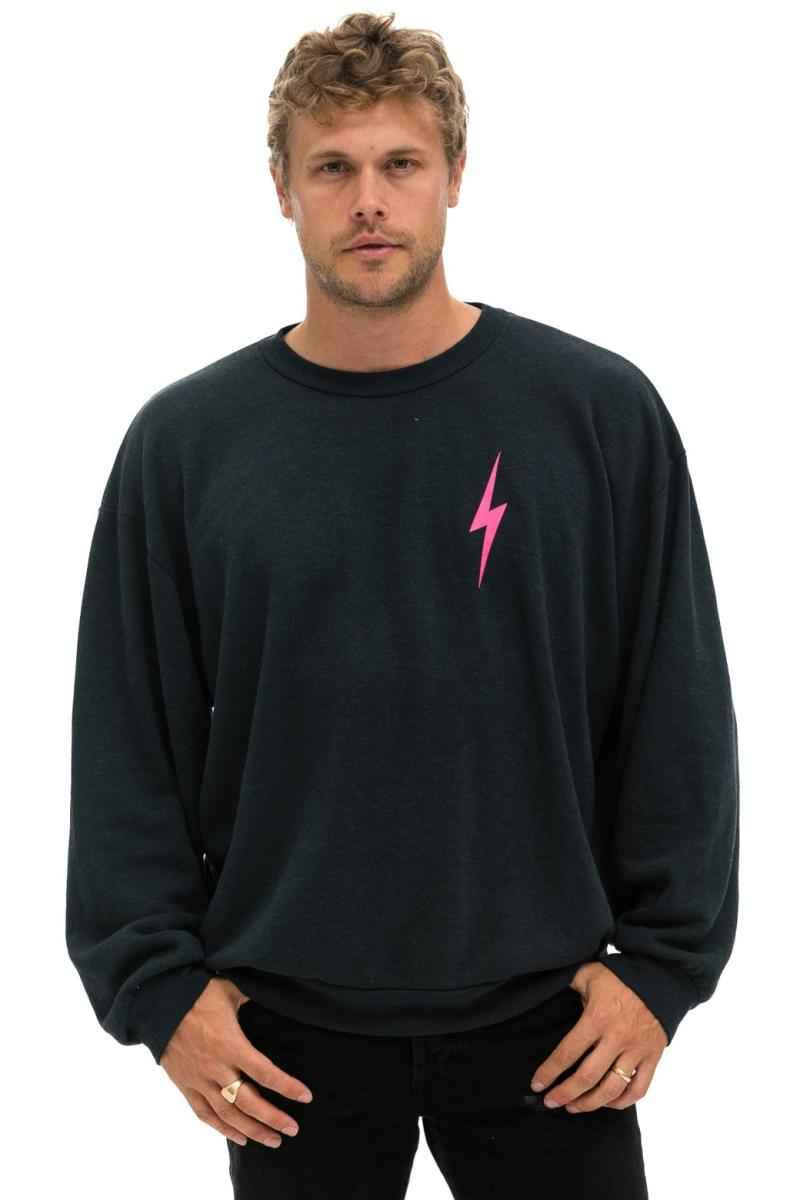 Bolt 2 Relaxed Crew Sweatshirt Charcoal Pink