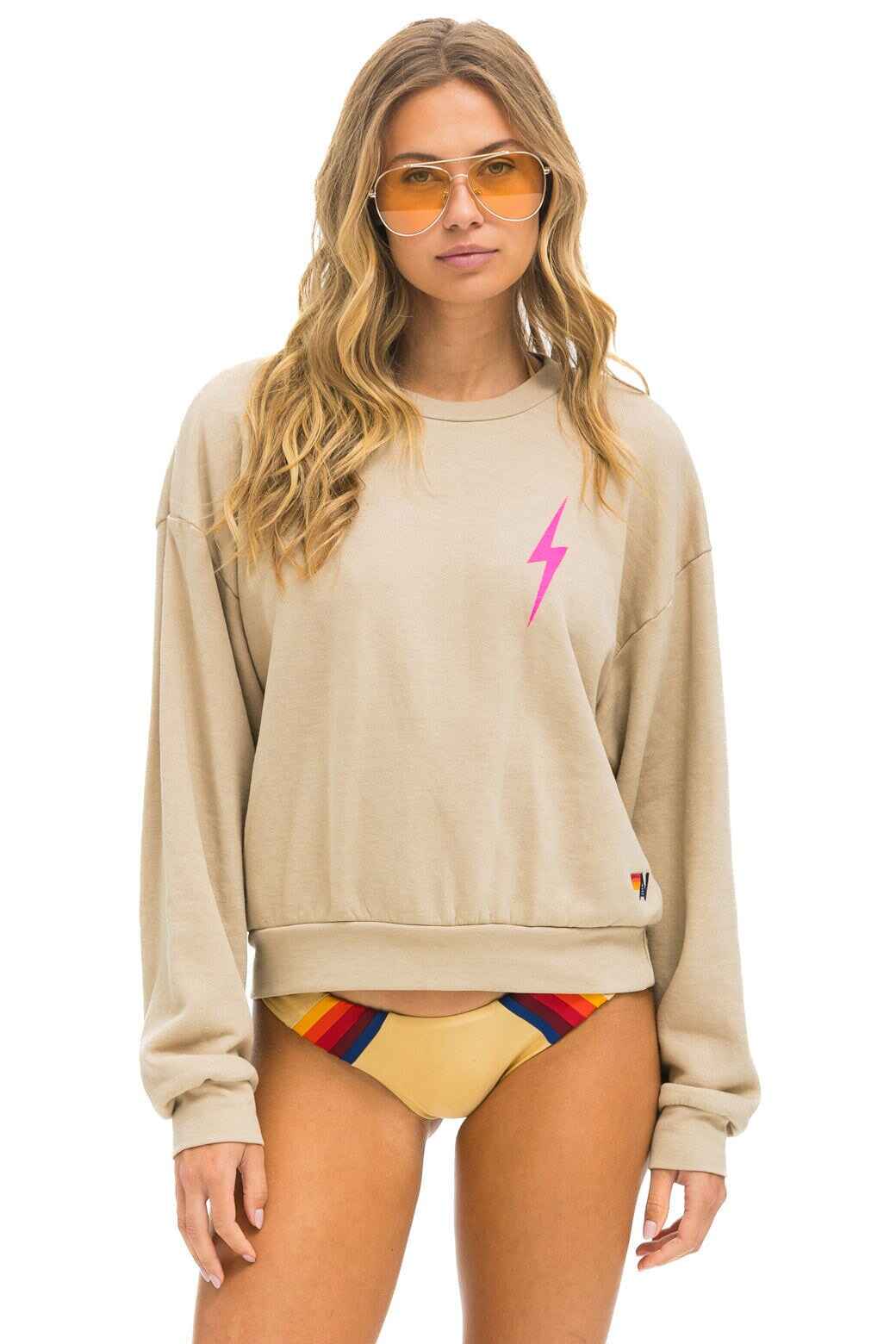 Bolt 2 Relaxed Crew Sweatshirt - Sand Neon Pink