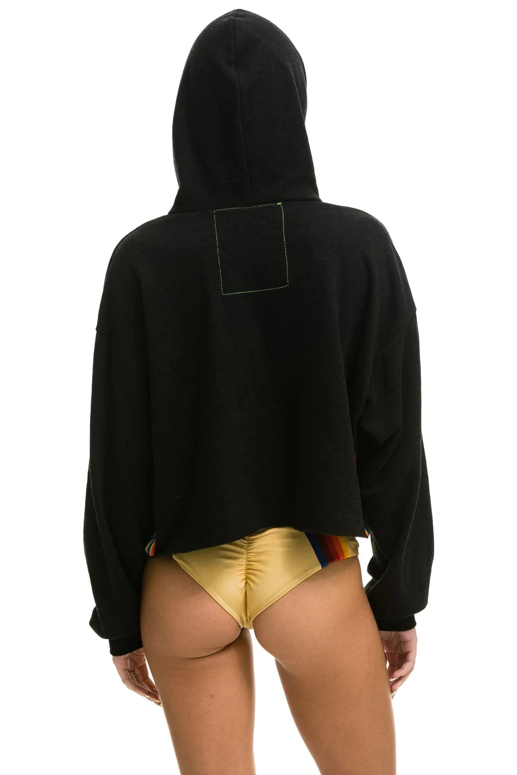 Bolt Stripe Relaxed Crop Hoodie Black - Bella's House Tulsa