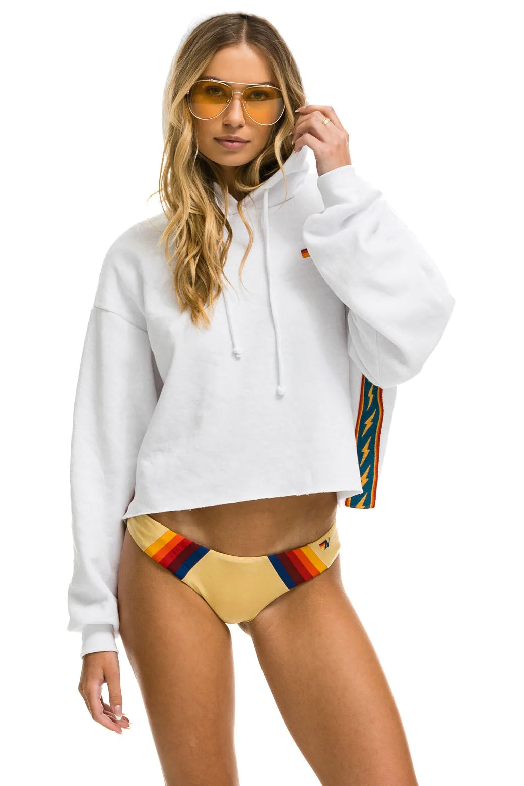 Bolt Stripe Relaxed Hoodie White