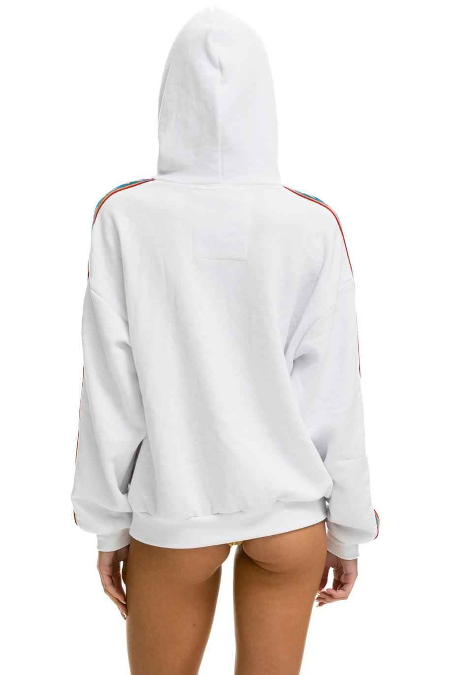 Bolt Stripe Relaxed Pullover Hoodie White