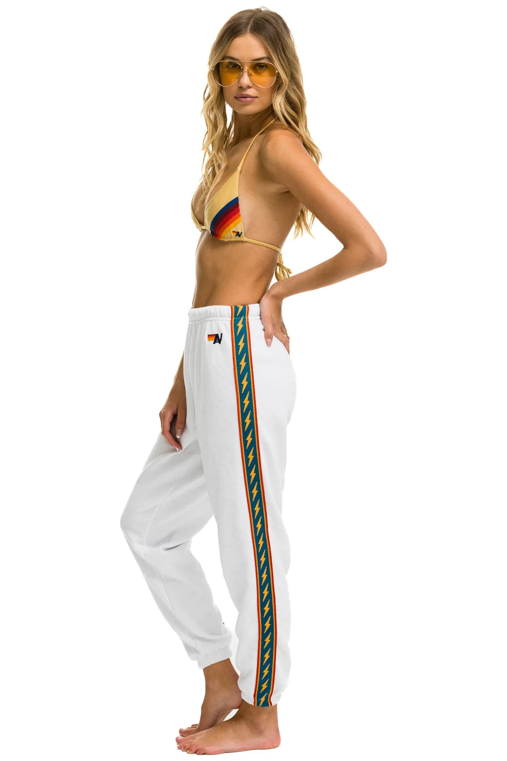 Bolt Stripe Sweatpant White - Bella's House Tulsa