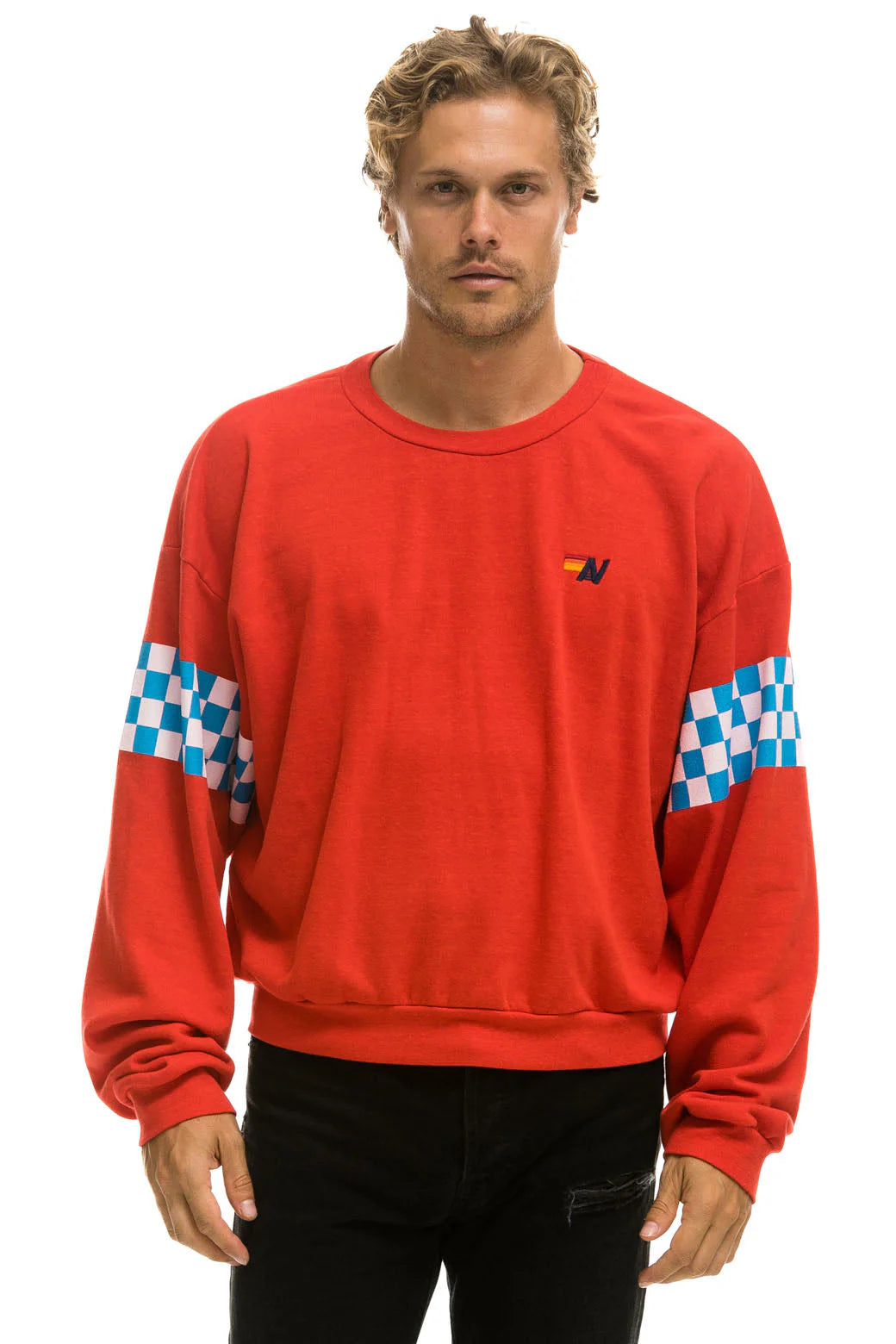 Check 2 Relaxed Crew Sweatshirt Red