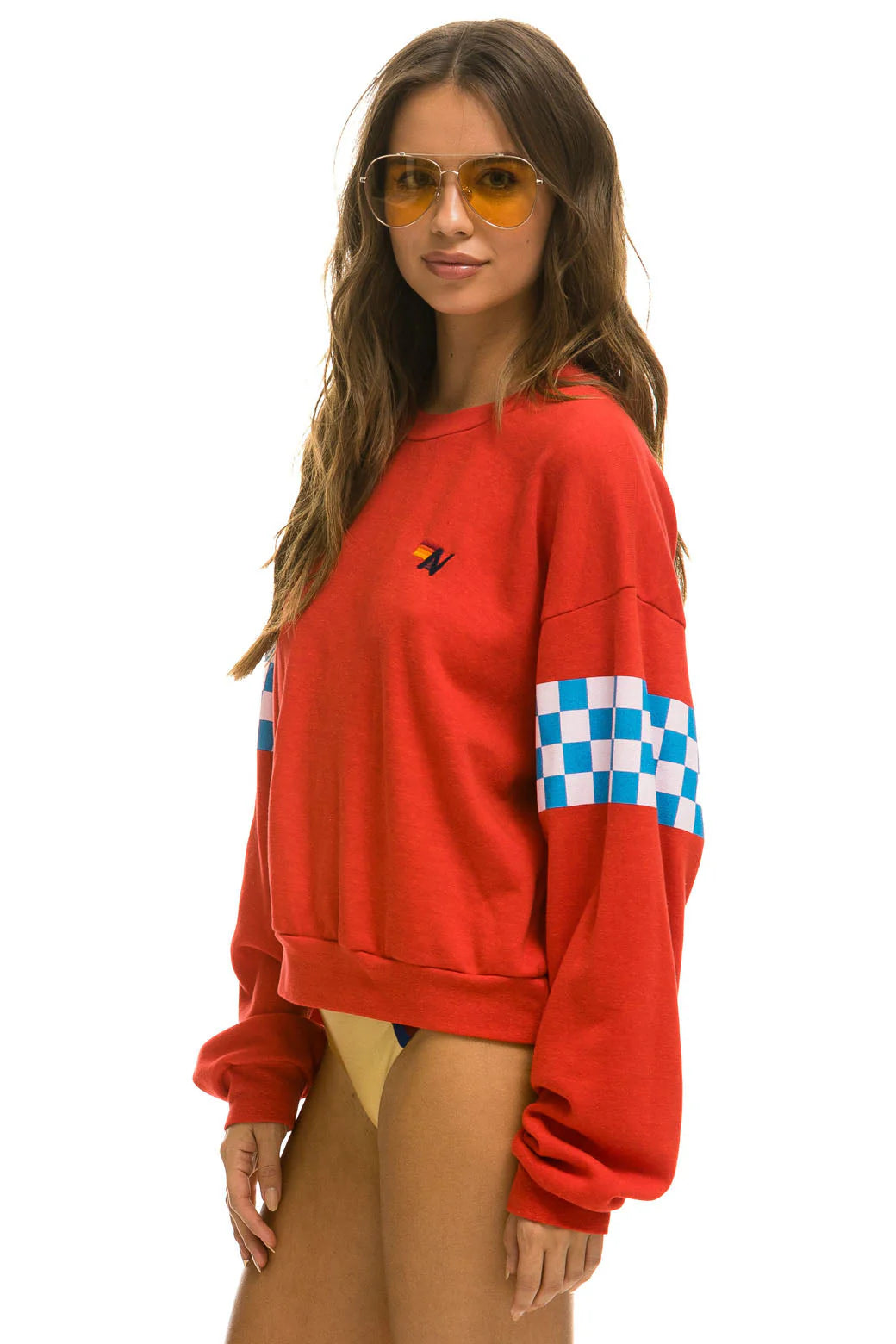 Check 2 Relaxed Crew Sweatshirt Red