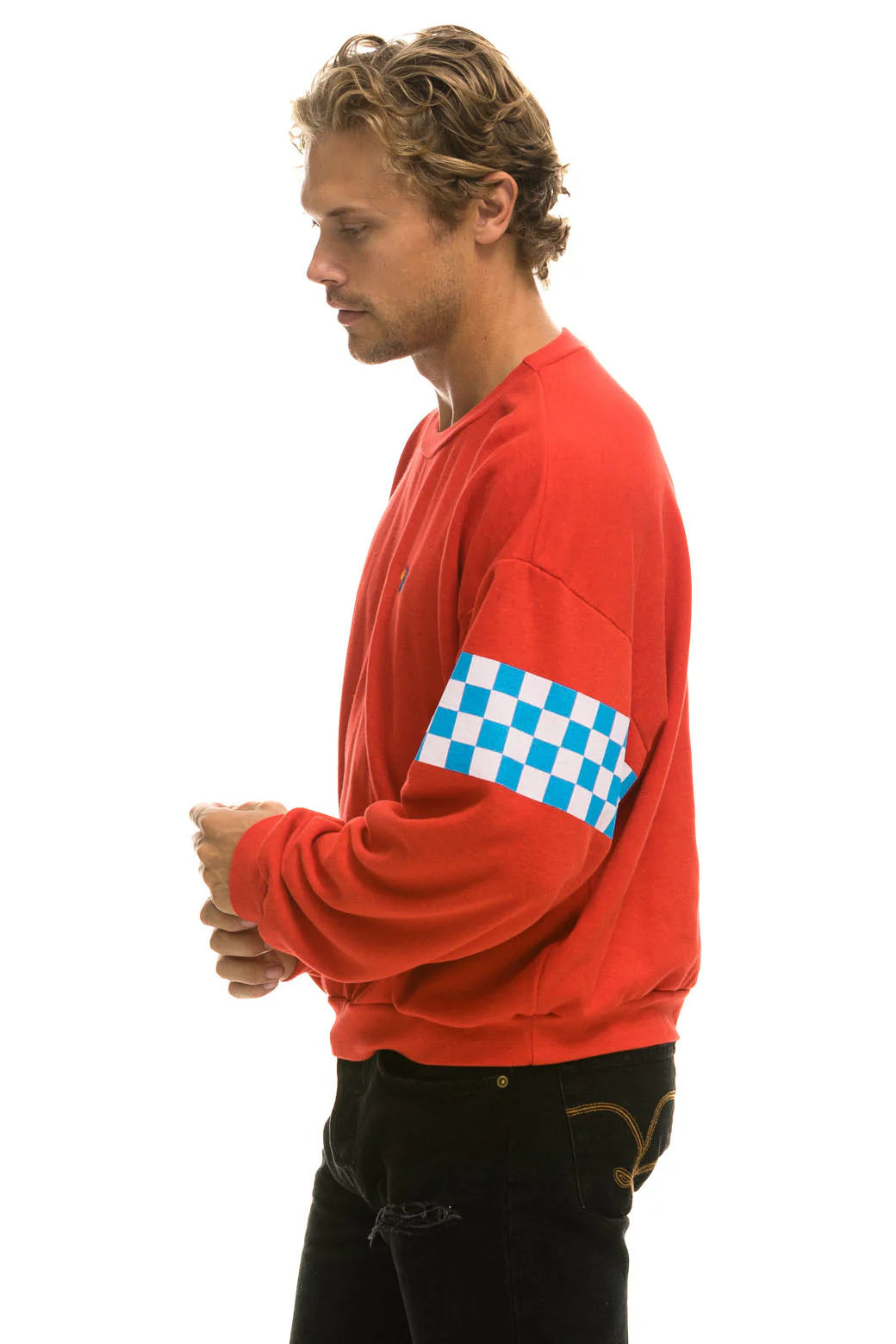 Check 2 Relaxed Crew Sweatshirt Red