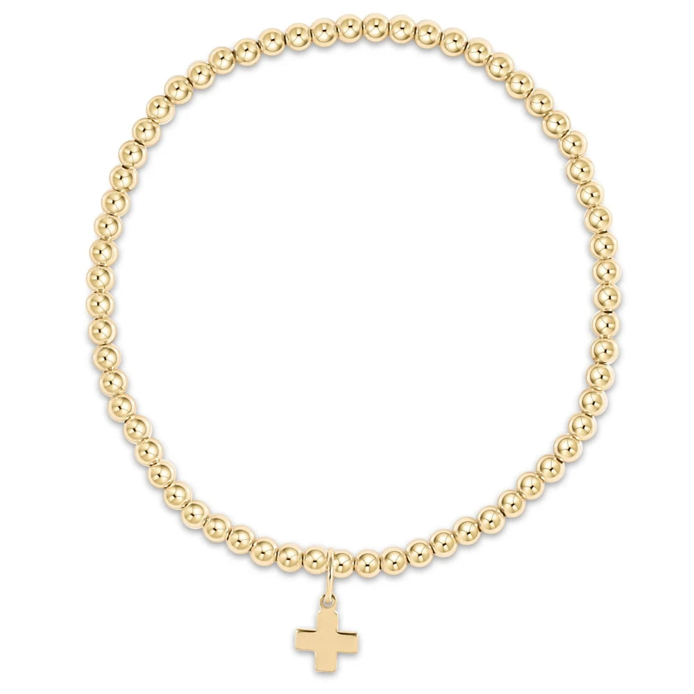 Signature Cross Small Pearl Pattern 3mm Bead Bracelet - Gold - Bella's House Tulsa