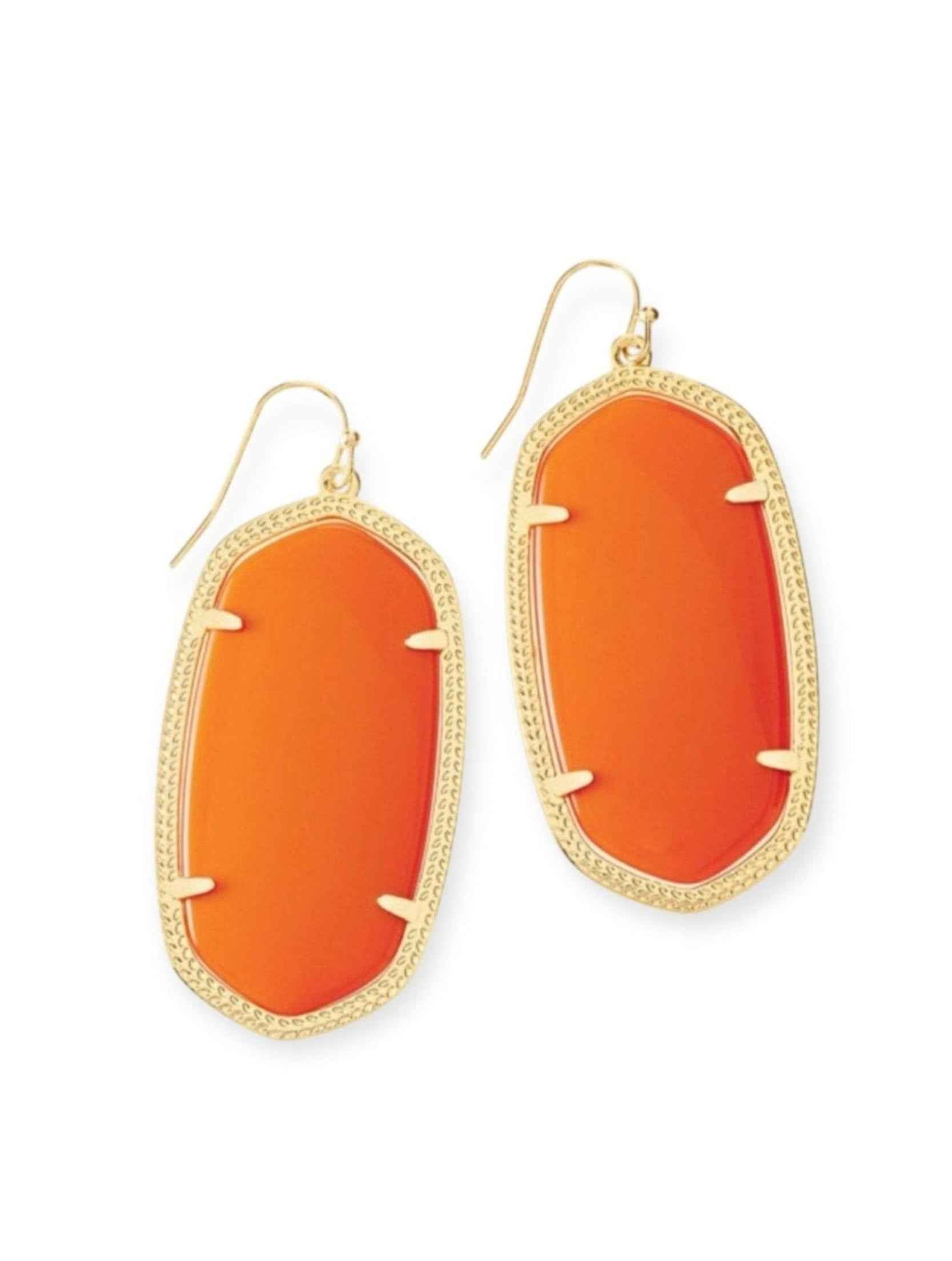 Danielle Orange Gold Tone Earrings