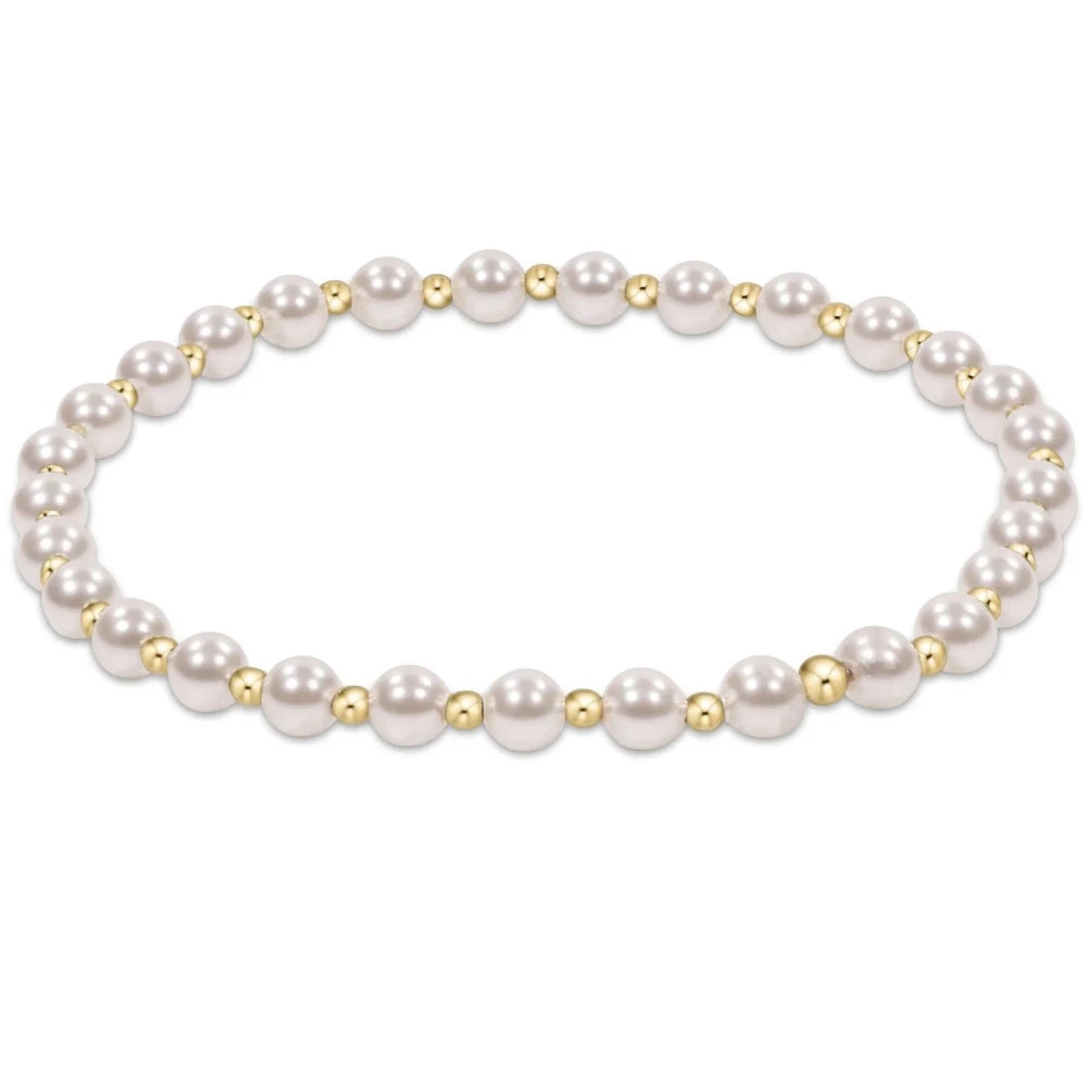 Classic Grateful Pattern 4mm Bead Bracelet - Pearl - Bella's House Tulsa
