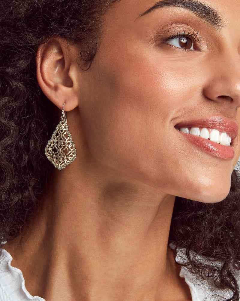 Addie Earring Rhodium Filigree Metal