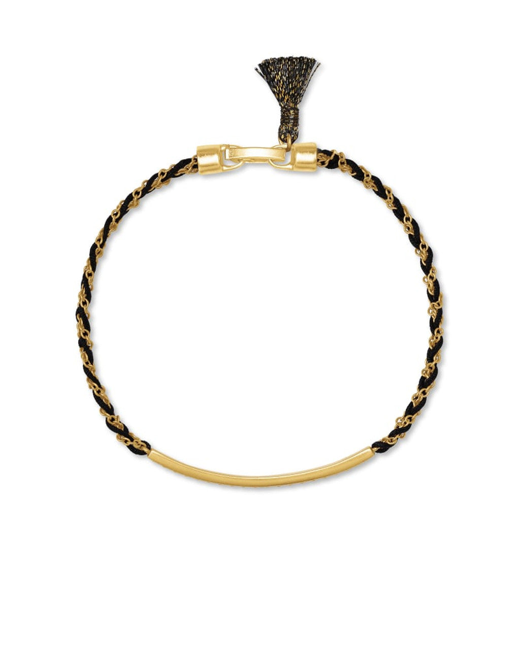 Addison Friendship Bracelet Vintage Gold in Black Cord