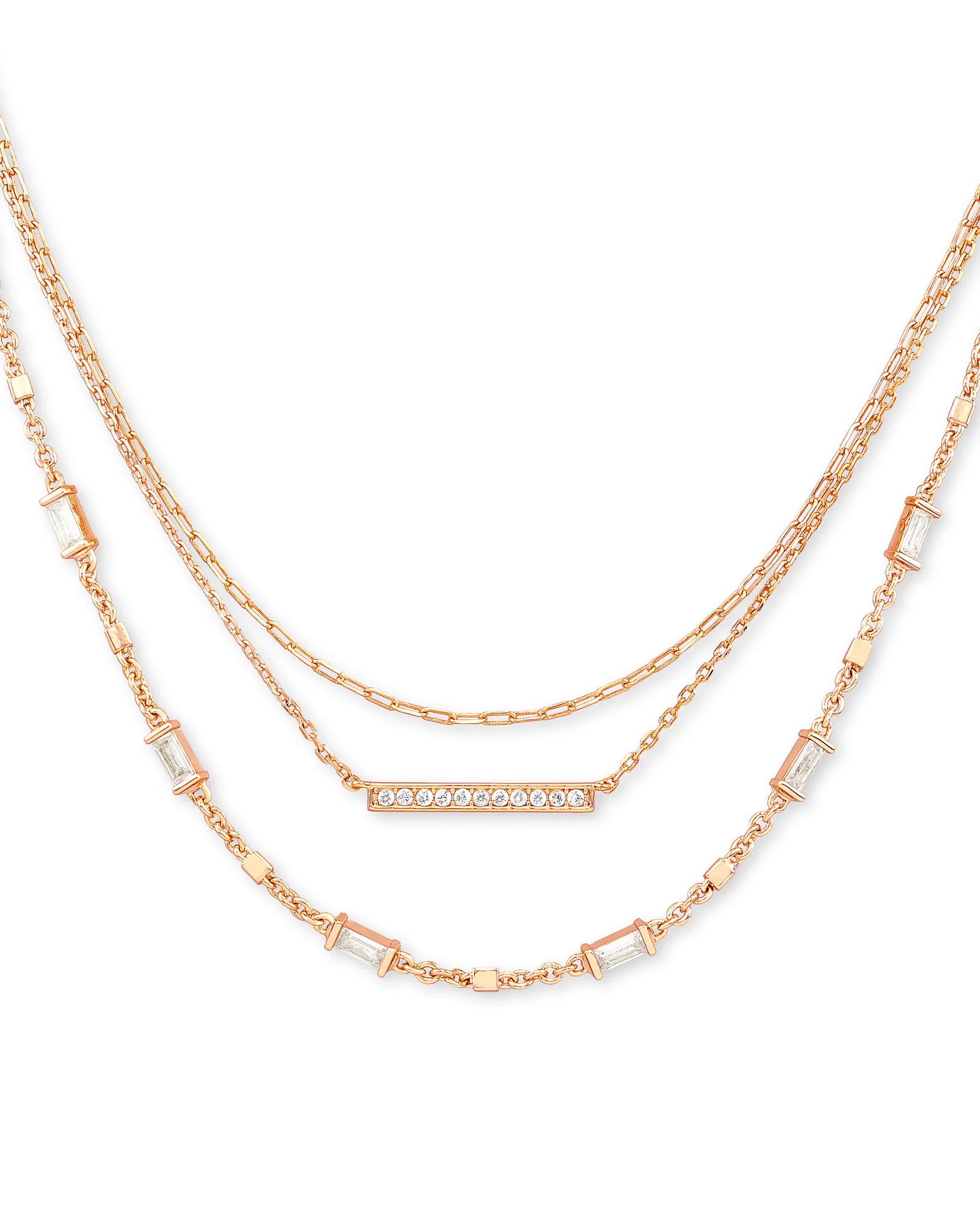 Addison Multi Strand Rose Gold Necklace