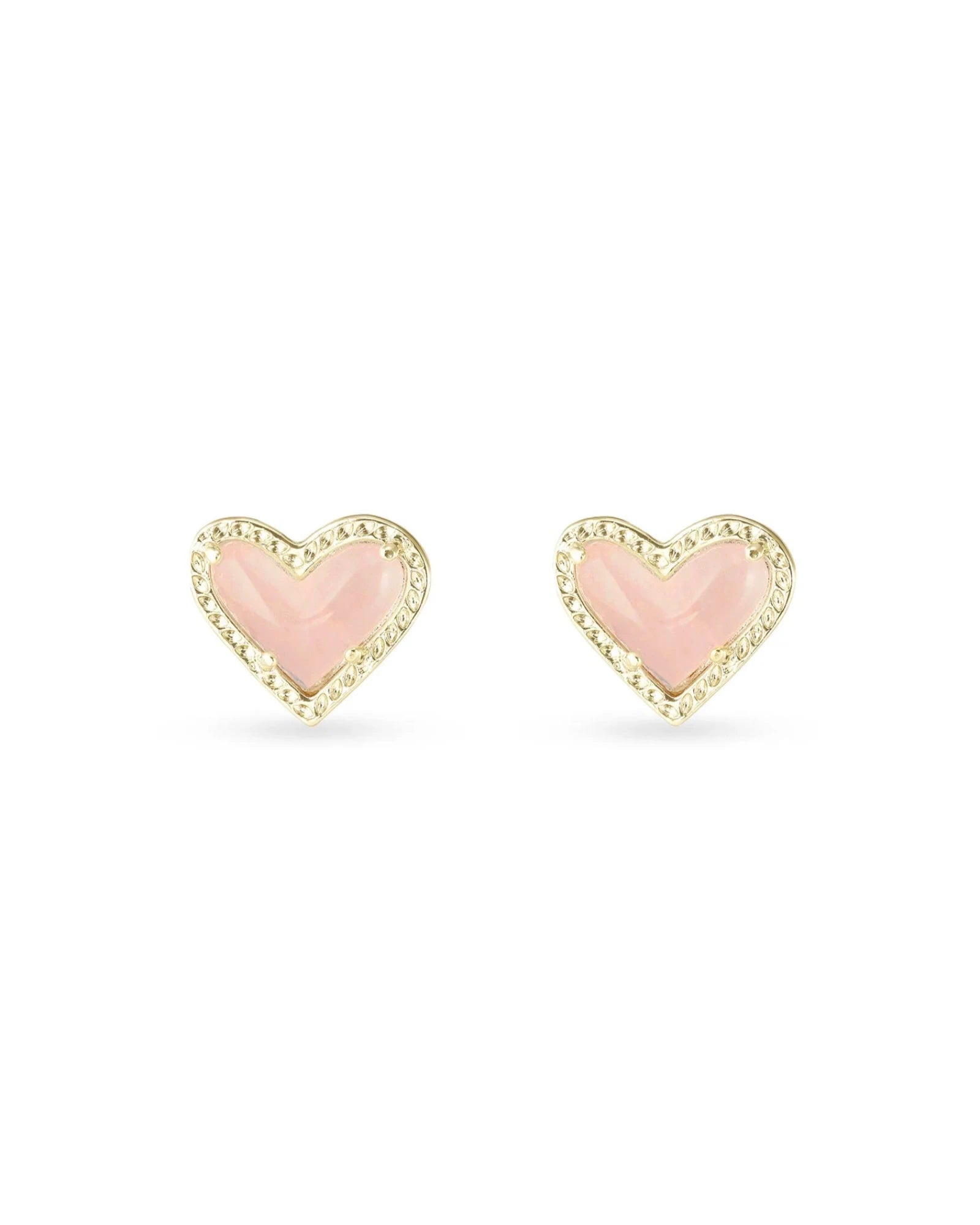Ari Heart Gold Rose Quartz Stud Earrings