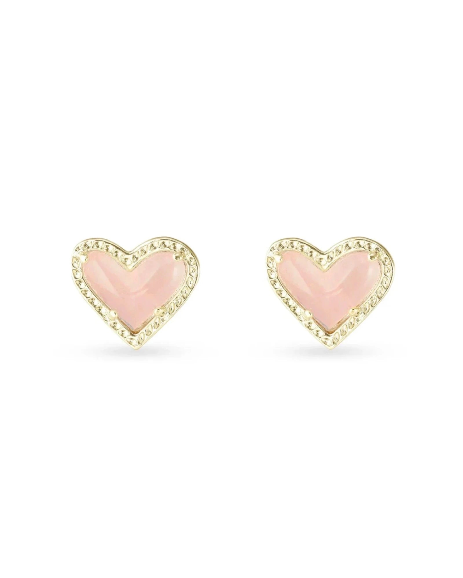 Ari Heart Gold Rose Quartz Stud Earrings