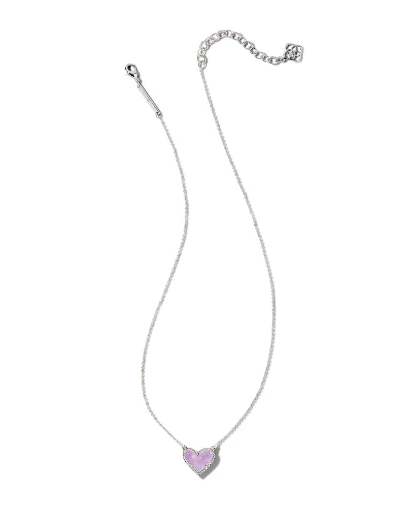 Ari Heart Silver Pendant Necklace in Amethyst