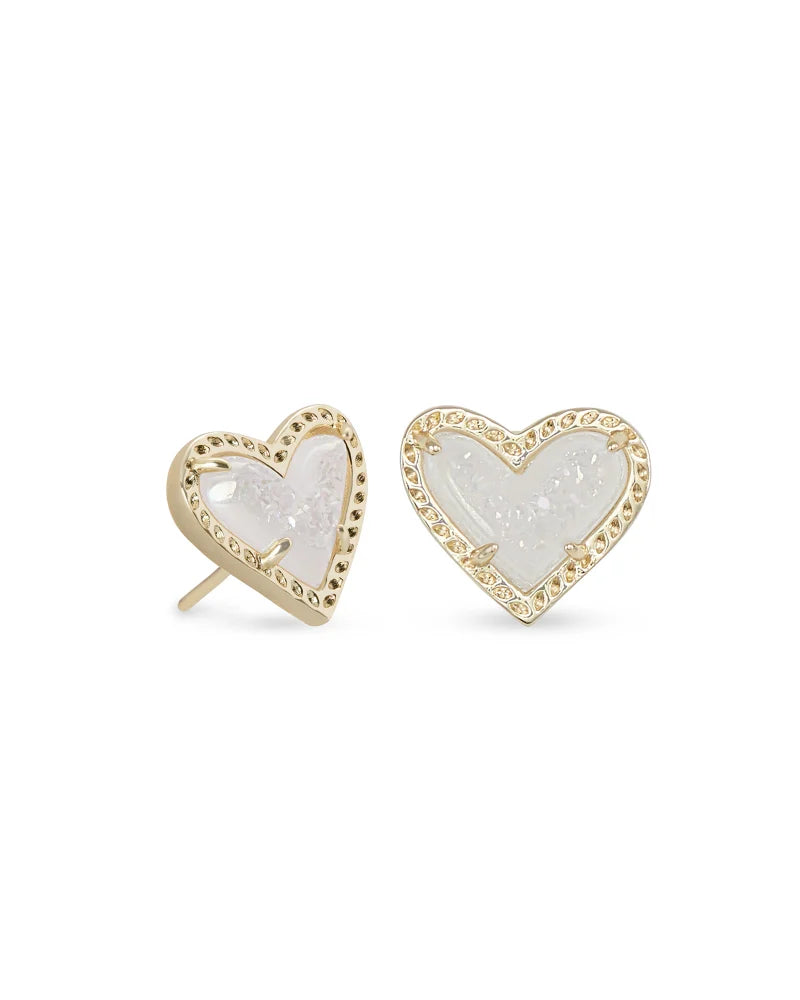 Ari Heart Gold Iridescent Stud Earrings