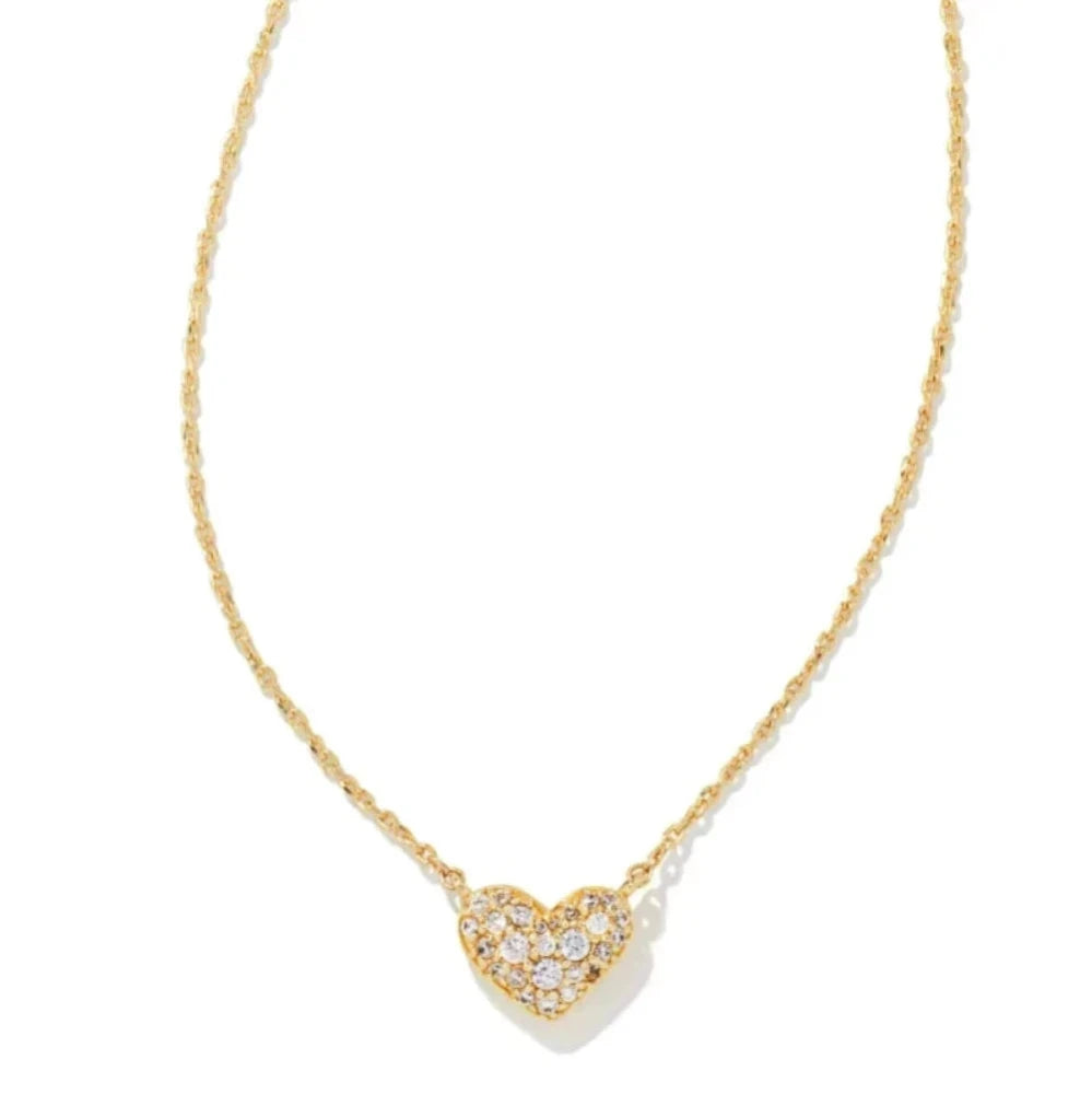 Ari Heart Gold Pave Crystal Pendant & Stud Gift Set - Bella's House Tulsa