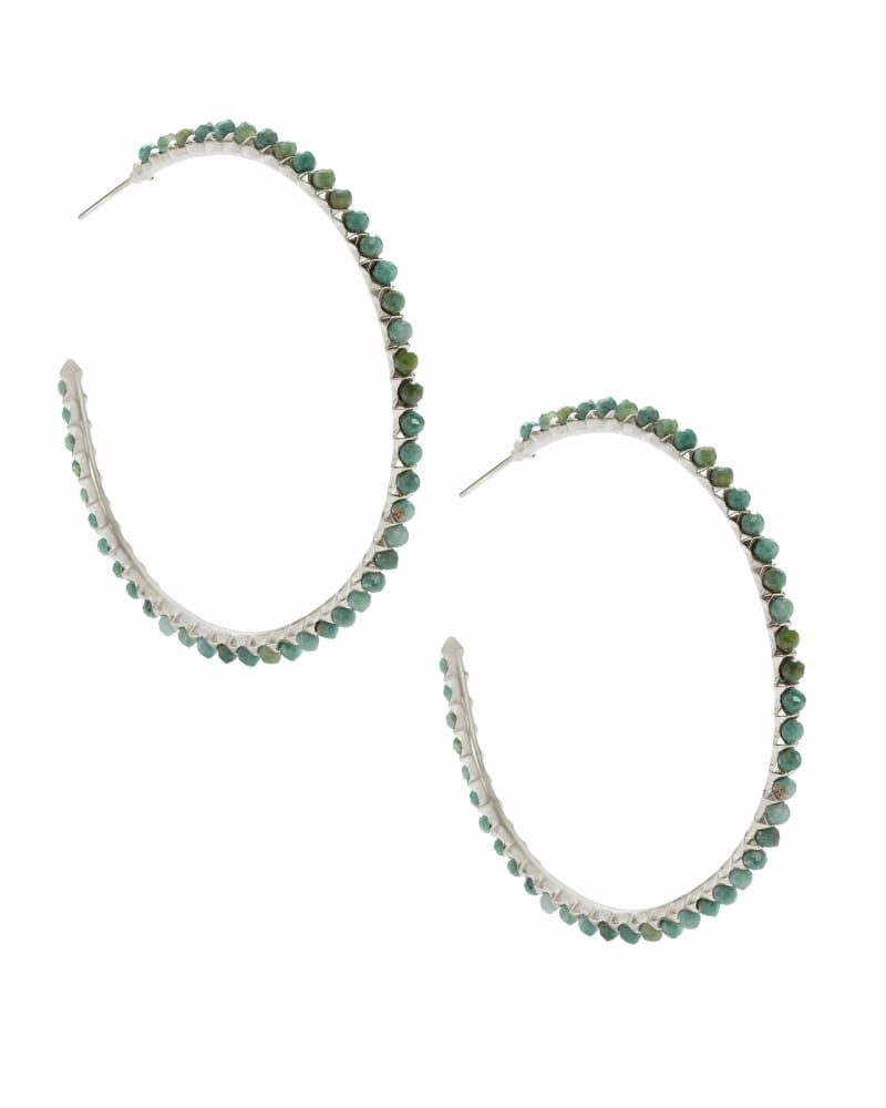 Kendra Scott Birdie Silver Hoop Earrings In African Turquoise