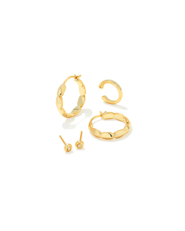 Brooke Huggie & Stud Set in Gold