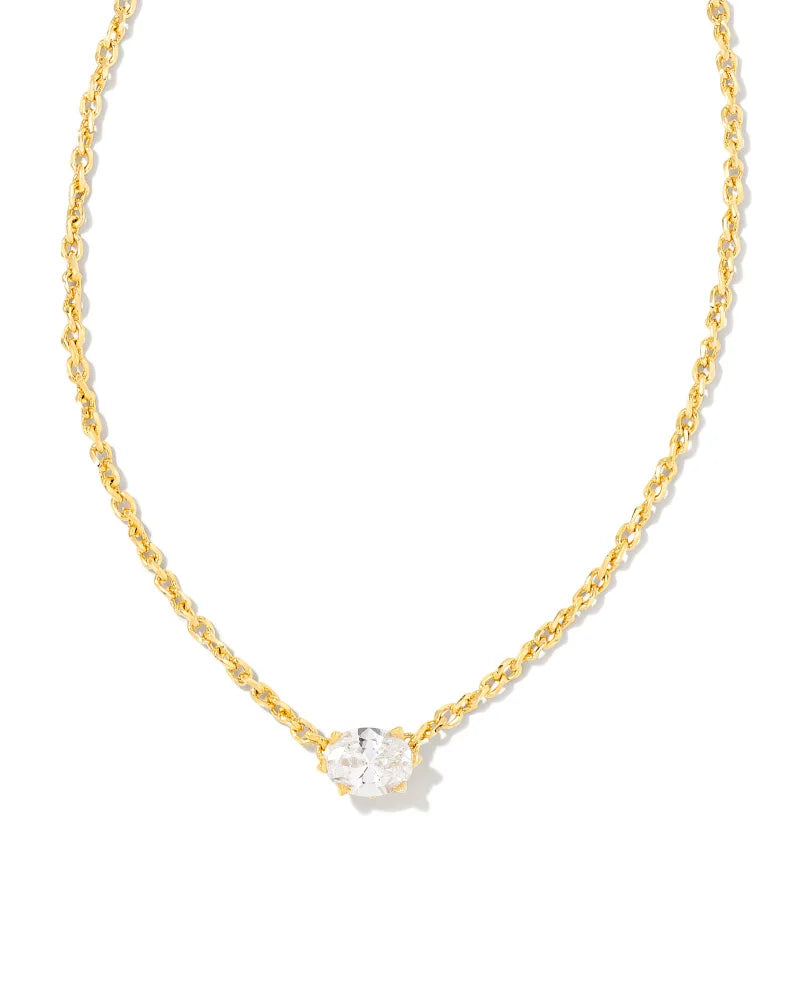 Cailin Gold Pendant Necklace in White Crystal Boxed - Bella's House Tulsa