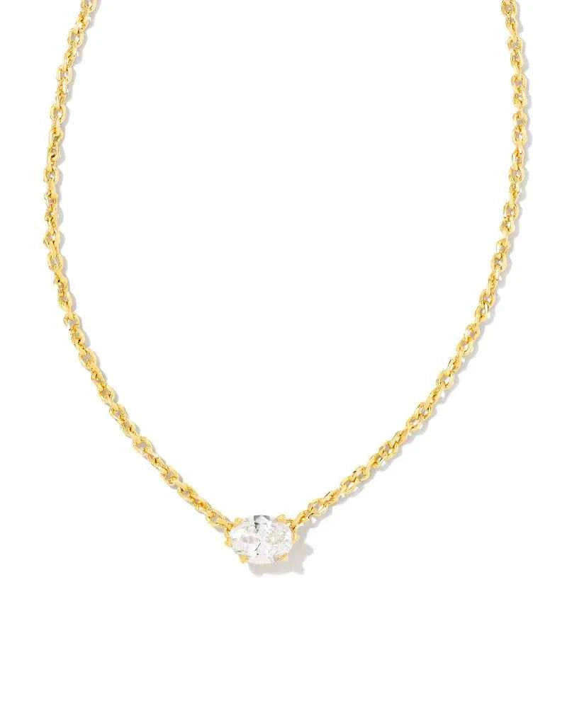 Cailin Gold Pendant Necklace in White Crystal Boxed