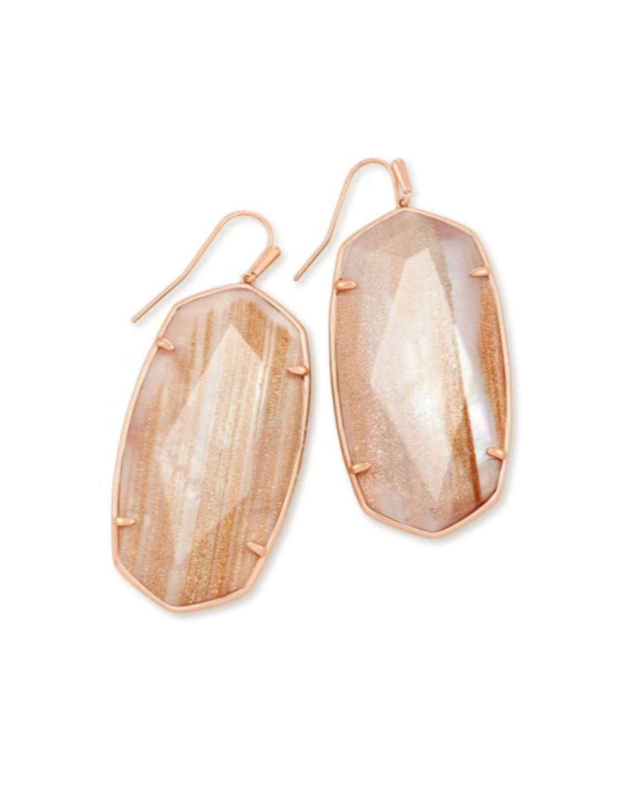 Faceted Danielle Earrings Rose Gold Dusted Pink Illusion Earrings