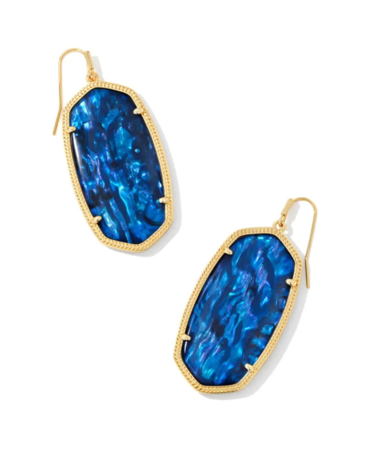 Danielle Gold Statement Earrings in Navy Abalone