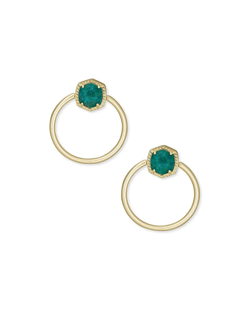 Davie Hoop Earrings in Dark Teal Amazonite