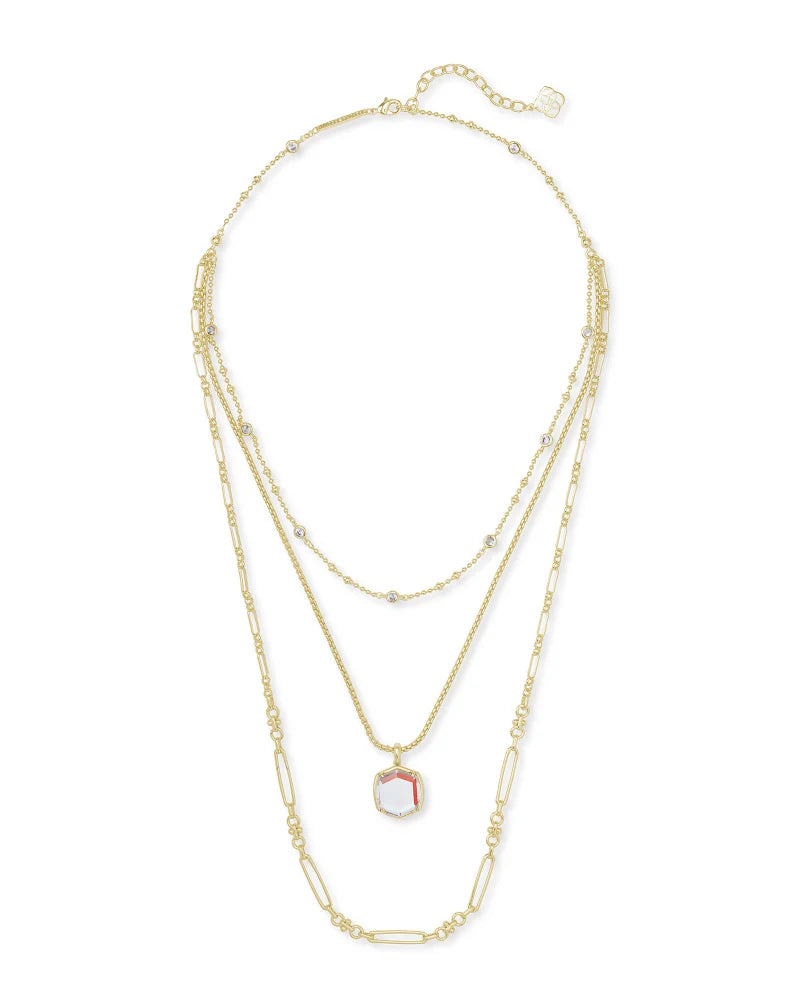 Davis Gold Triple Strand Necklace in Dichroic Glass